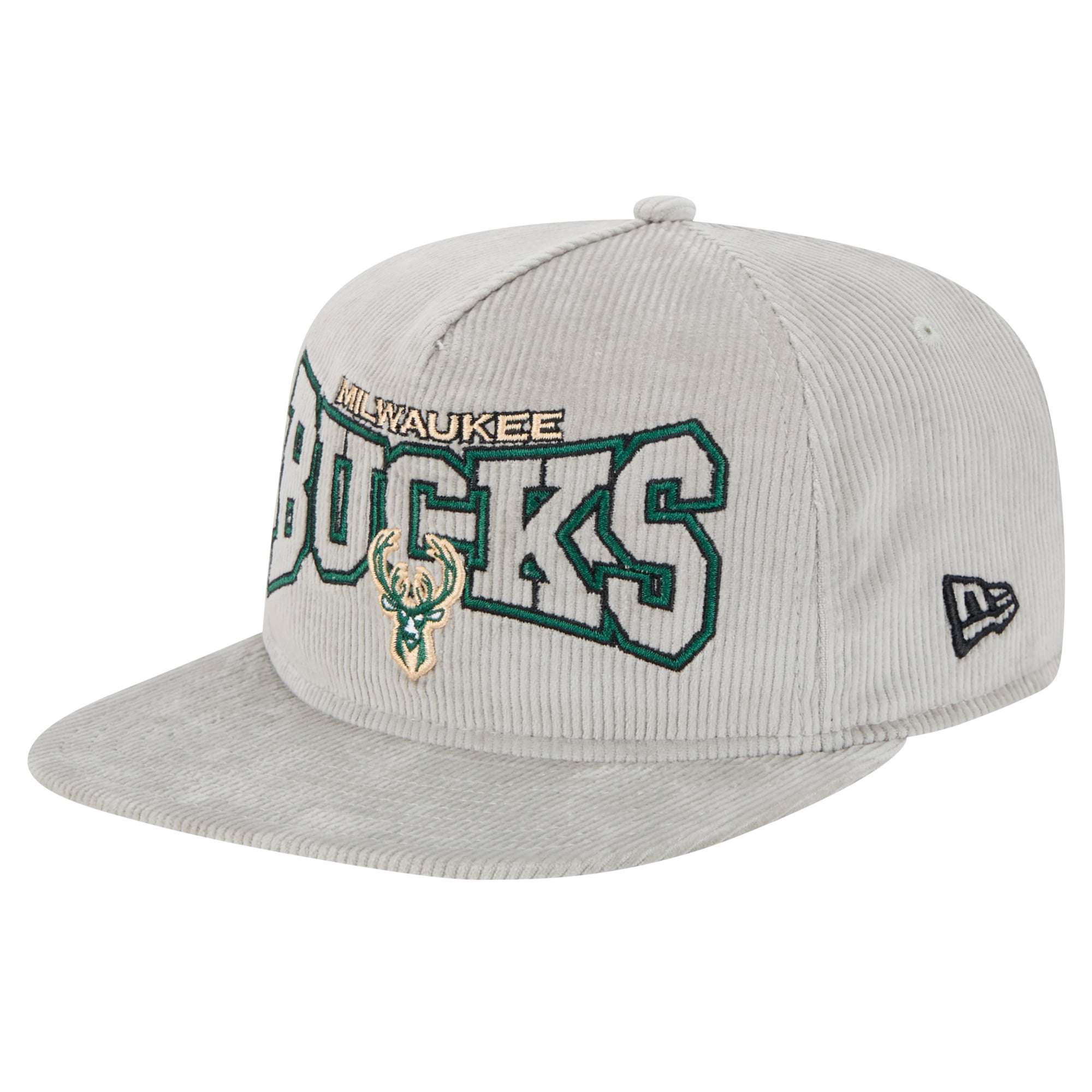 Men's Milwaukee Bucks New Era Gray Throwback Corduroy Golfer Snapback Hat
