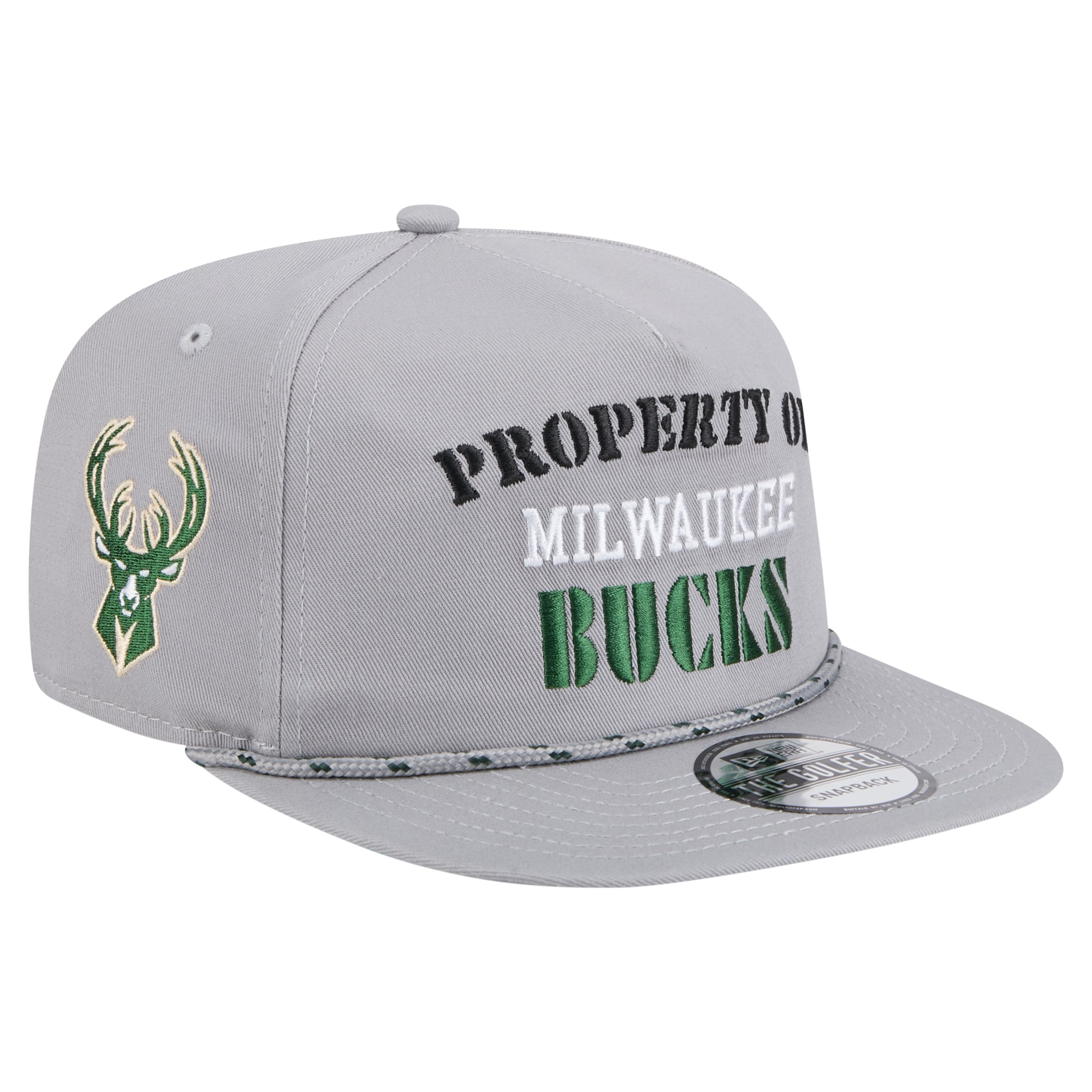 Men's Milwaukee Bucks New Era Gray Throwback Property Of Golfer Snapback Hat