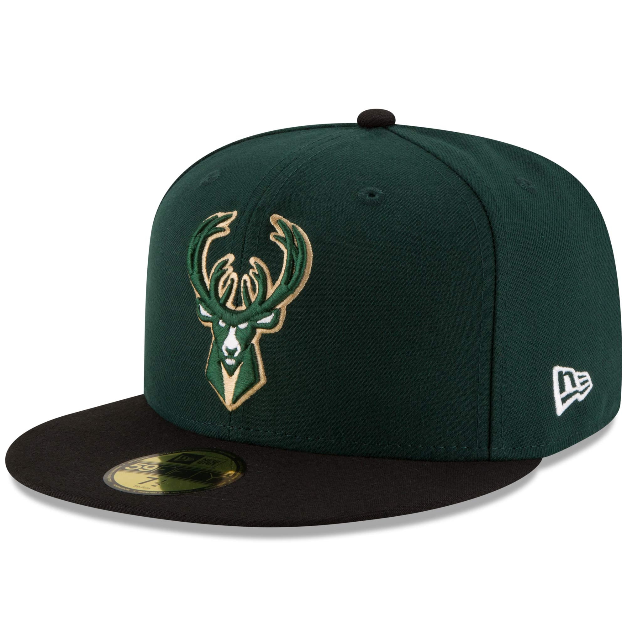 Men's Milwaukee Bucks New Era Green/Black Official Team Color 2Tone 59FIFTY Fitted Hat