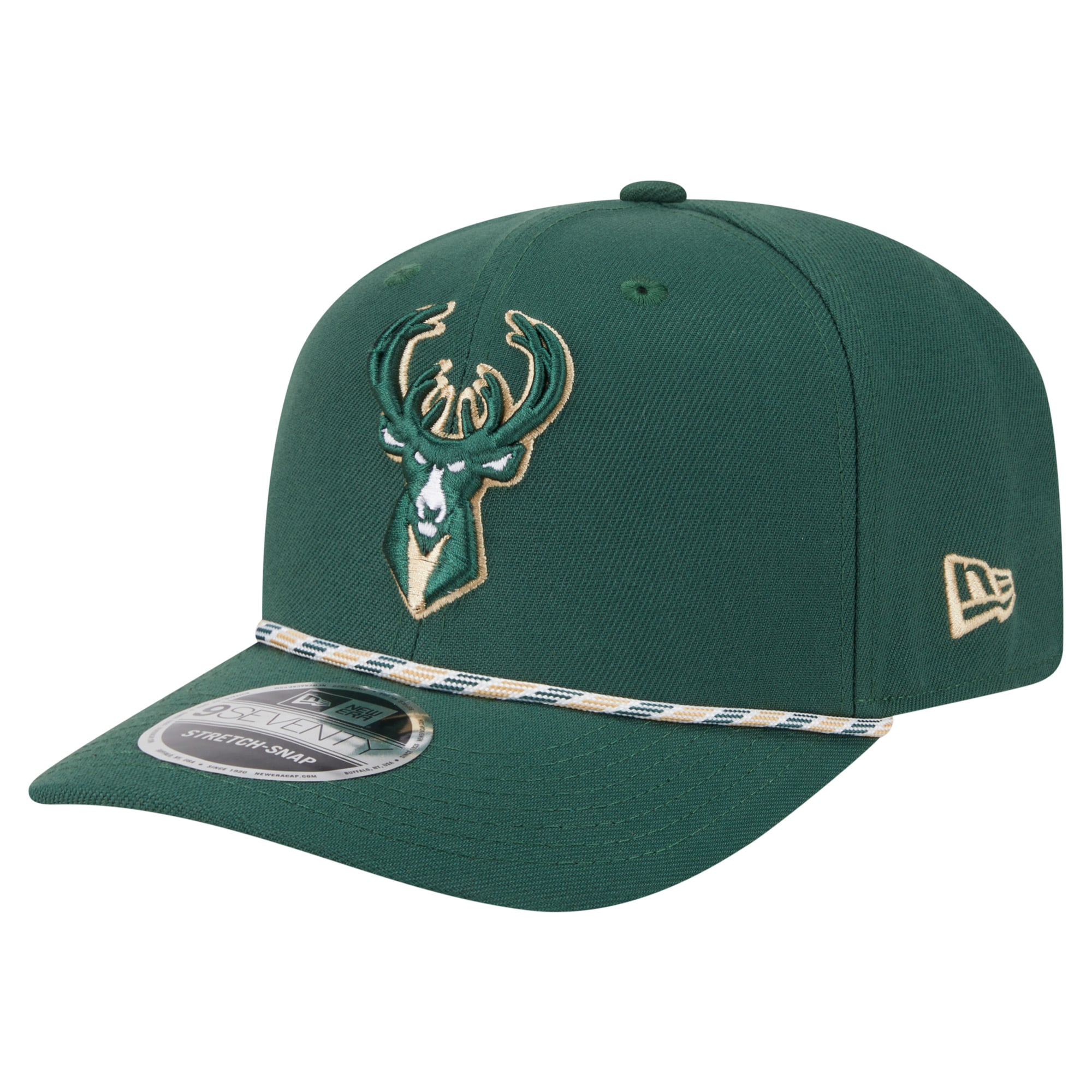 Men's New Era Hunter Green Milwaukee Bucks Rope 9SEVENTY Adjustable Hat