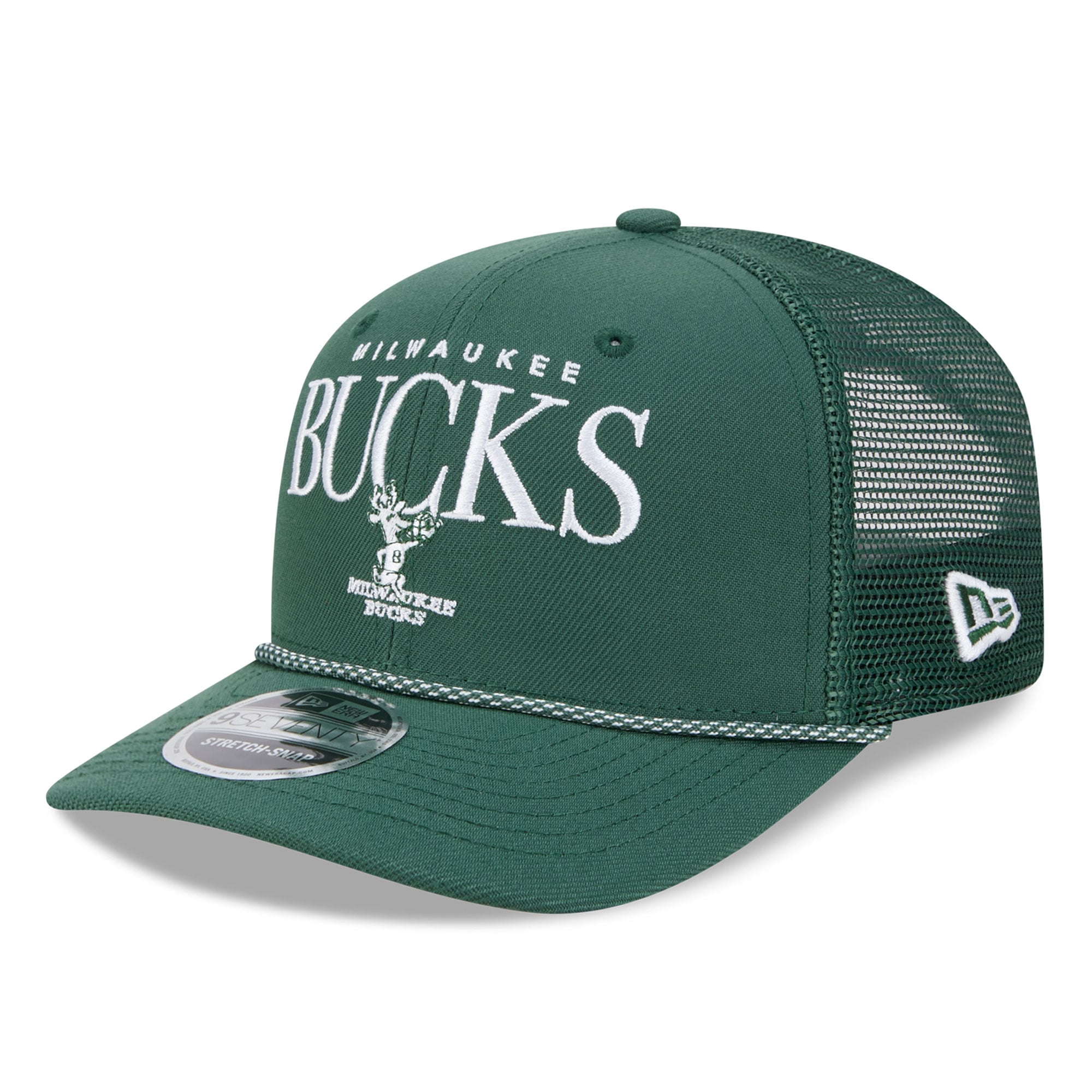 Casquette trucker ajustable New Era Hunter Green Milwaukee Bucks Tonal 9SEVENTY pour homme