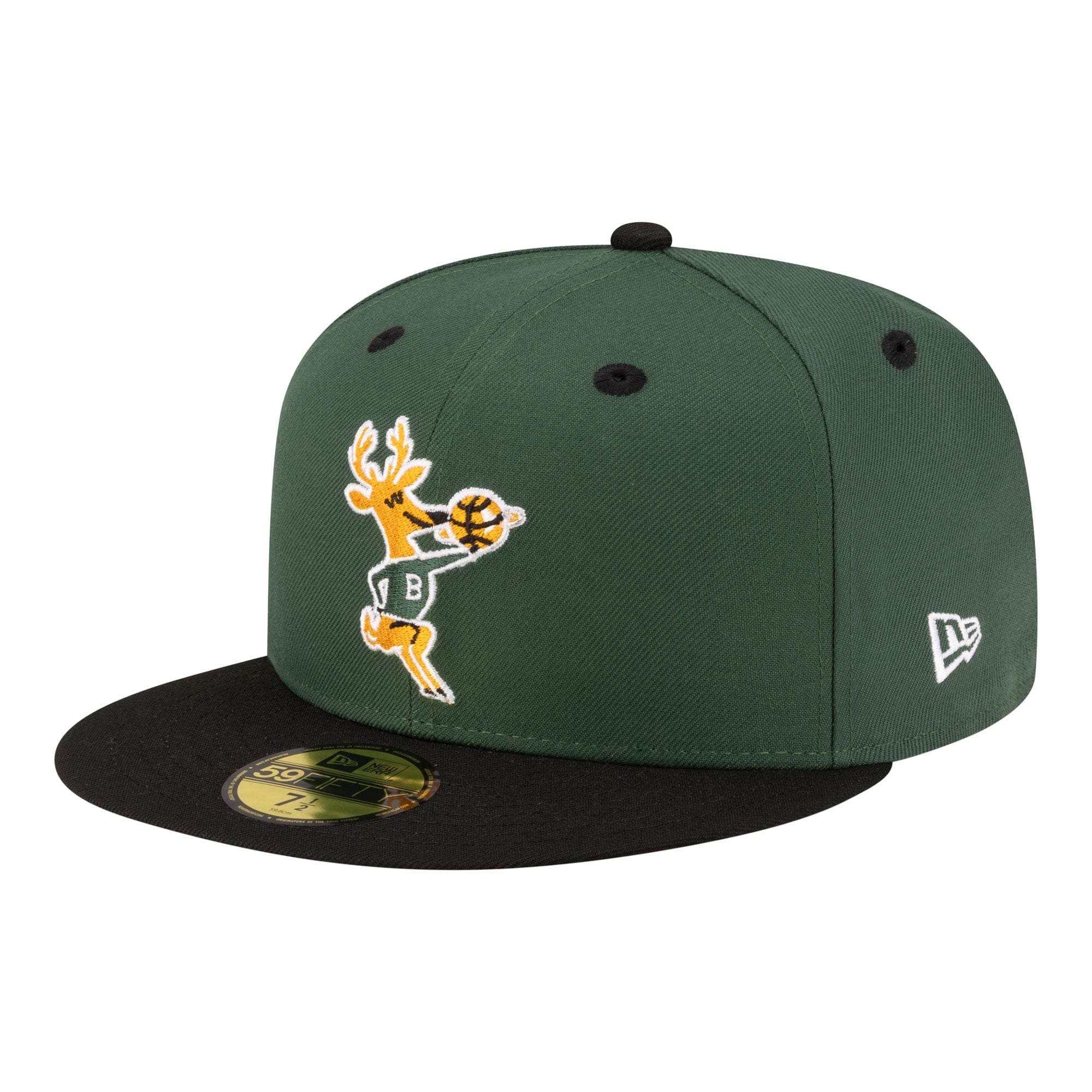 Men's Milwaukee Bucks New Era Hunter Green/Black 80s Throwback 59FIFTY Fitted Hat