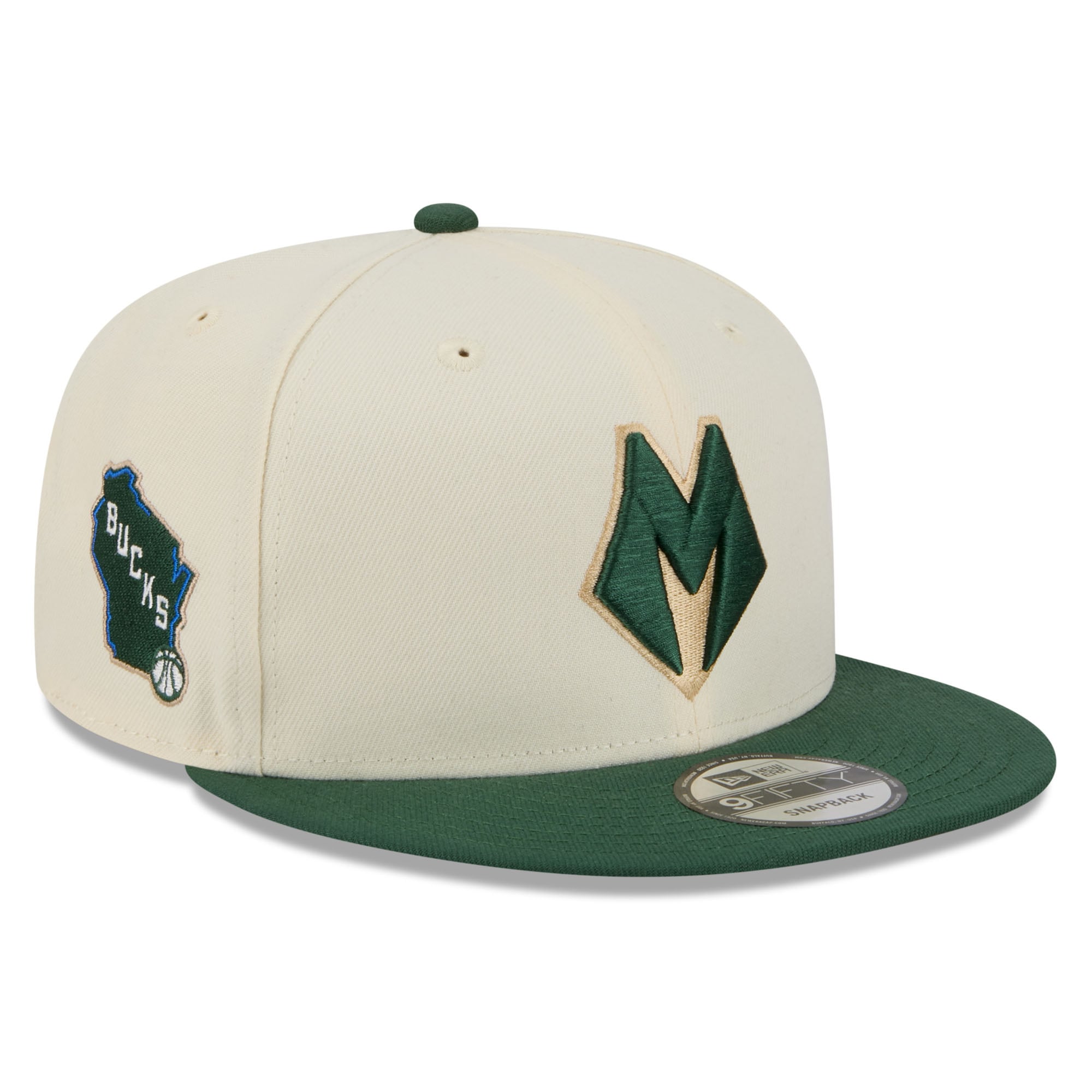 Men's New Era Tan/Hunter Green Milwaukee Bucks 2025/26 City Edition 9FIFTY Snapback Hat