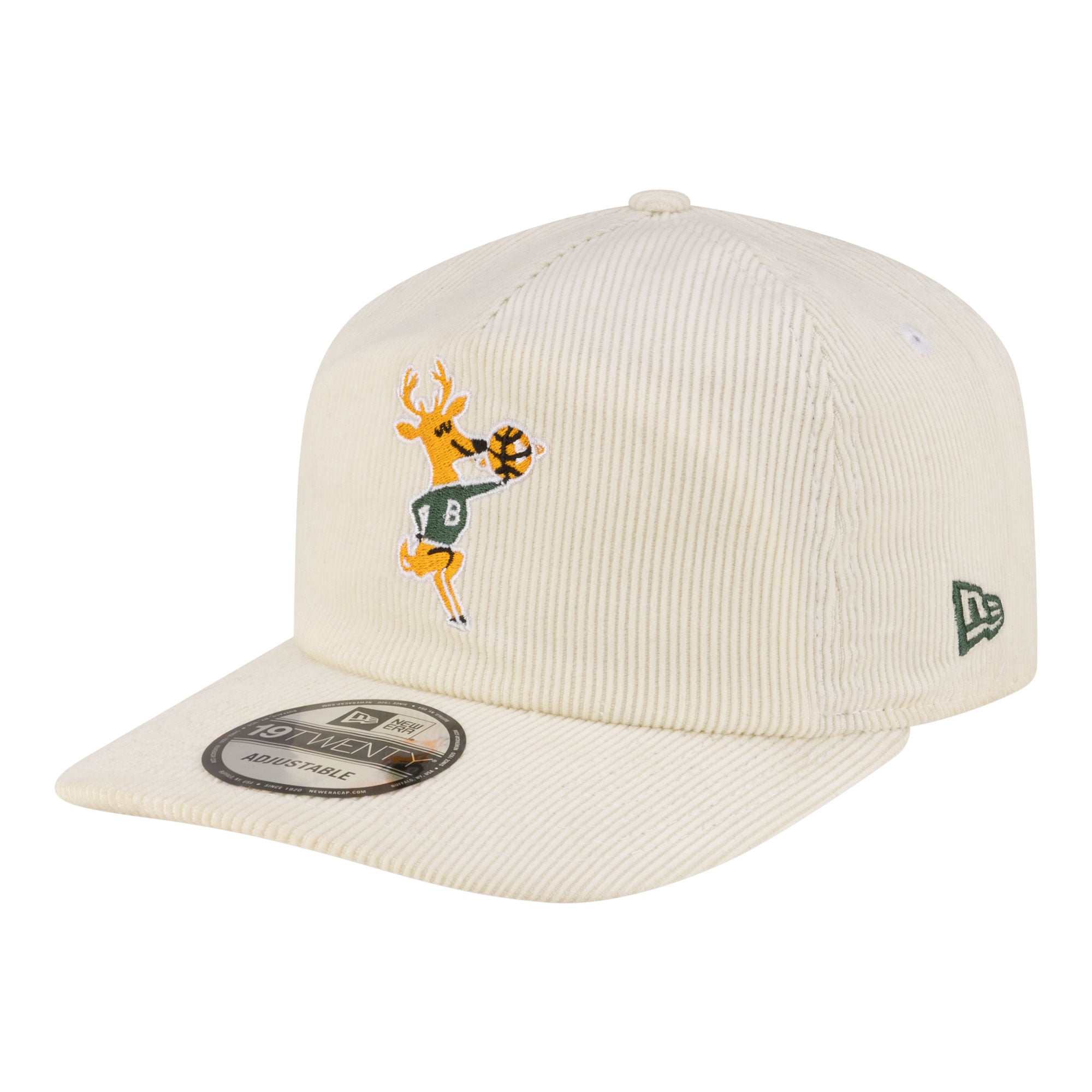 Men's Milwaukee Bucks New Era White 19TWENTY 80s Chrome Corduroy Adjustable Hat