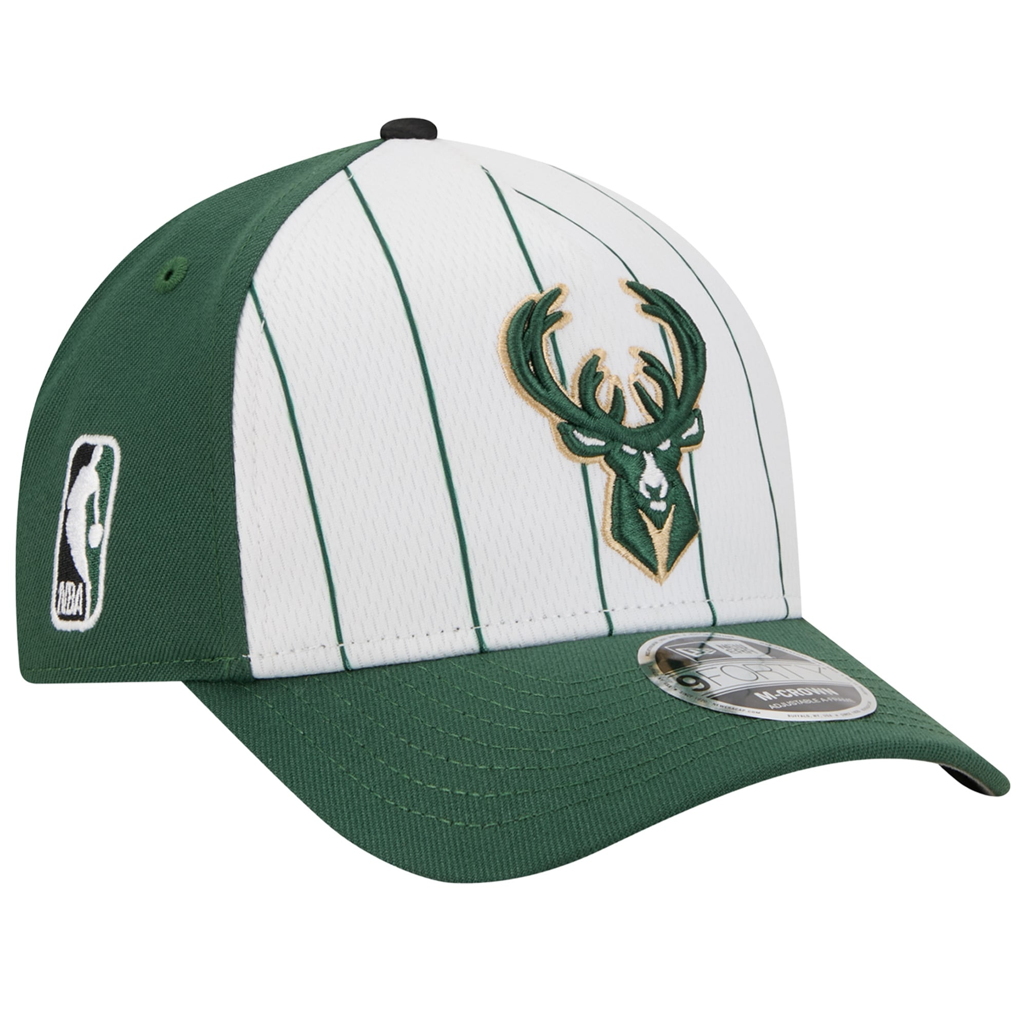 Men's New Era White/Hunter Green Milwaukee Bucks 2025 NBA Tip Off M-Crown A-Frame 9FORTY Adjustable Hat