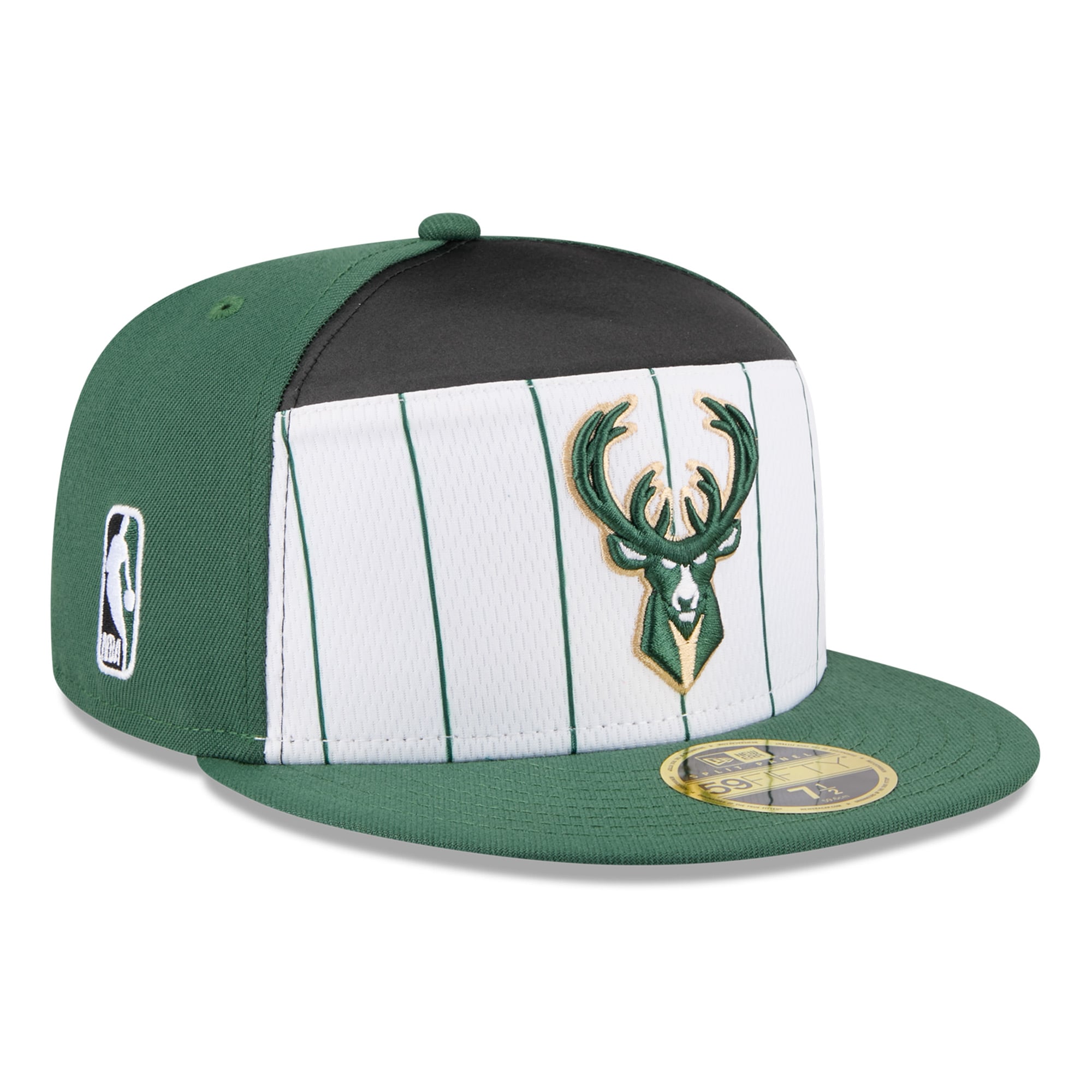 Men's Milwaukee Bucks New Era White/Hunter Green 2025 NBA Tip Off Split Panel 59FIFTY Fitted Hat