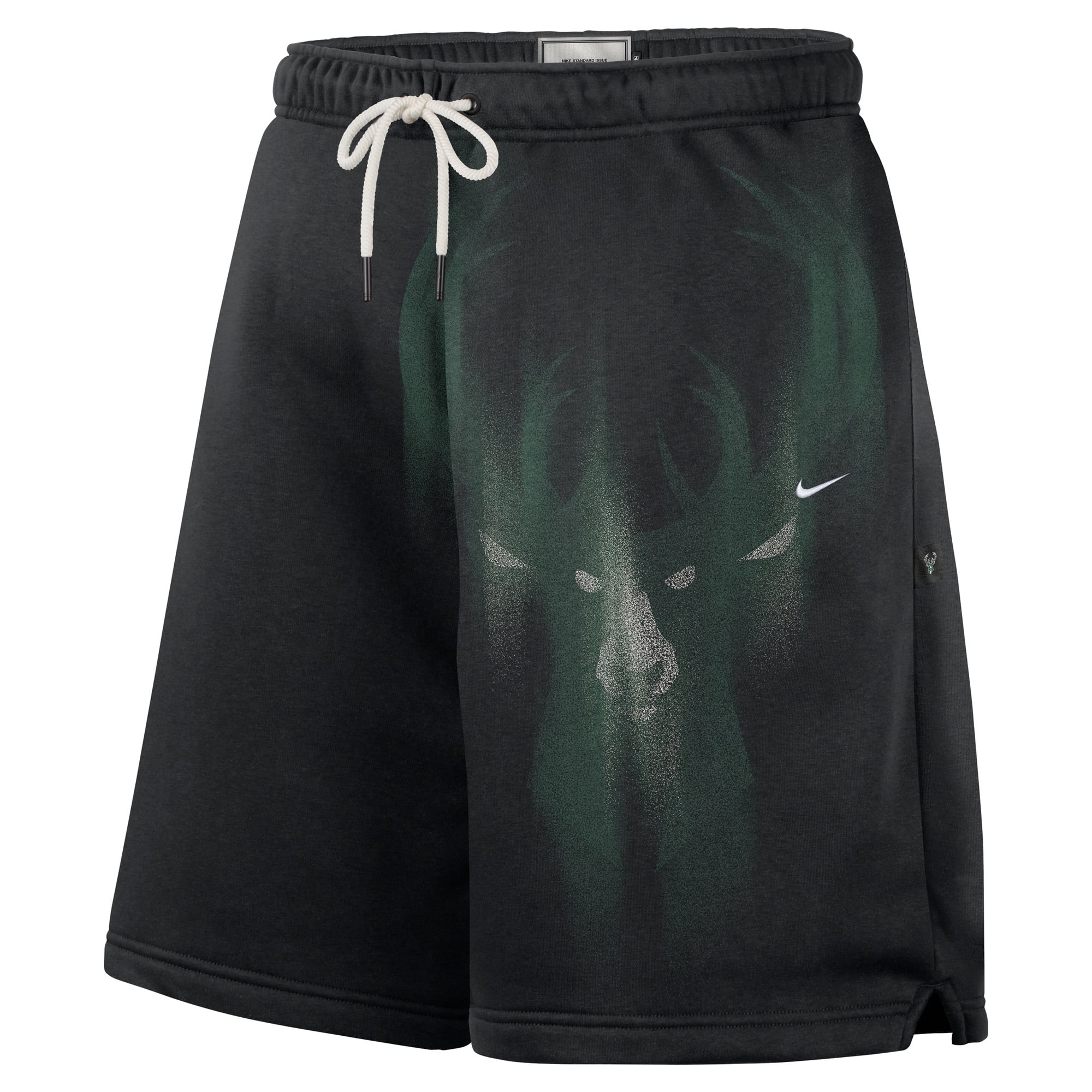 Short de sport Nike Milwaukee Bucks 2026 Standard Issue pour homme, en polaire noire.