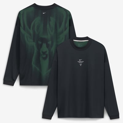 Milwaukee Bucks Nike 2026/27 Standard Issue Pre-Game Performance Long Sleeve T-Shirt - Black