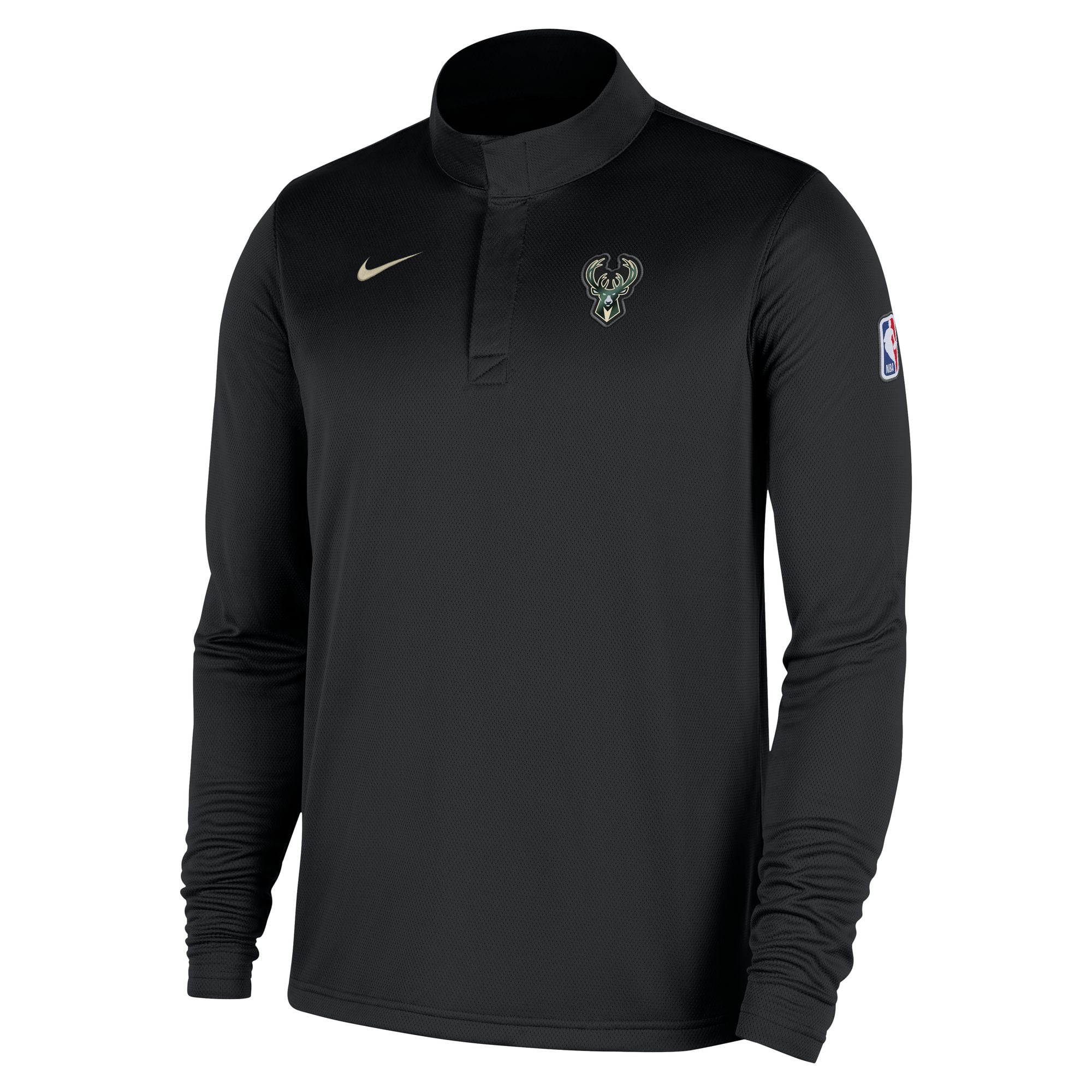 Men's Nike Black Milwaukee Bucks Authentic Coaches Quarter-Zip Dri-FIT Top