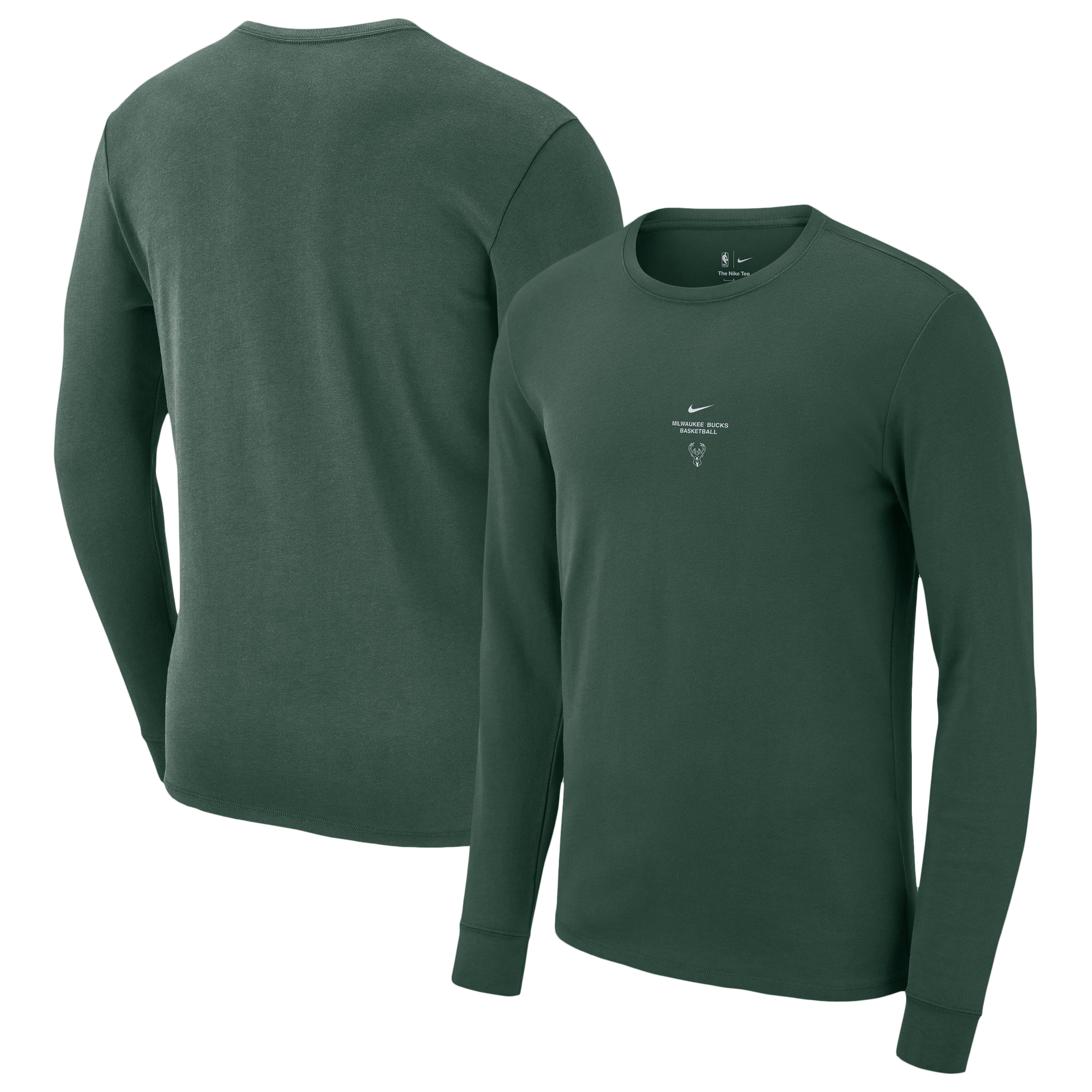 T-shirt d'entraînement à manches longues Nike Hunter Green Milwaukee Bucks 2026 Standard Issue pour homme