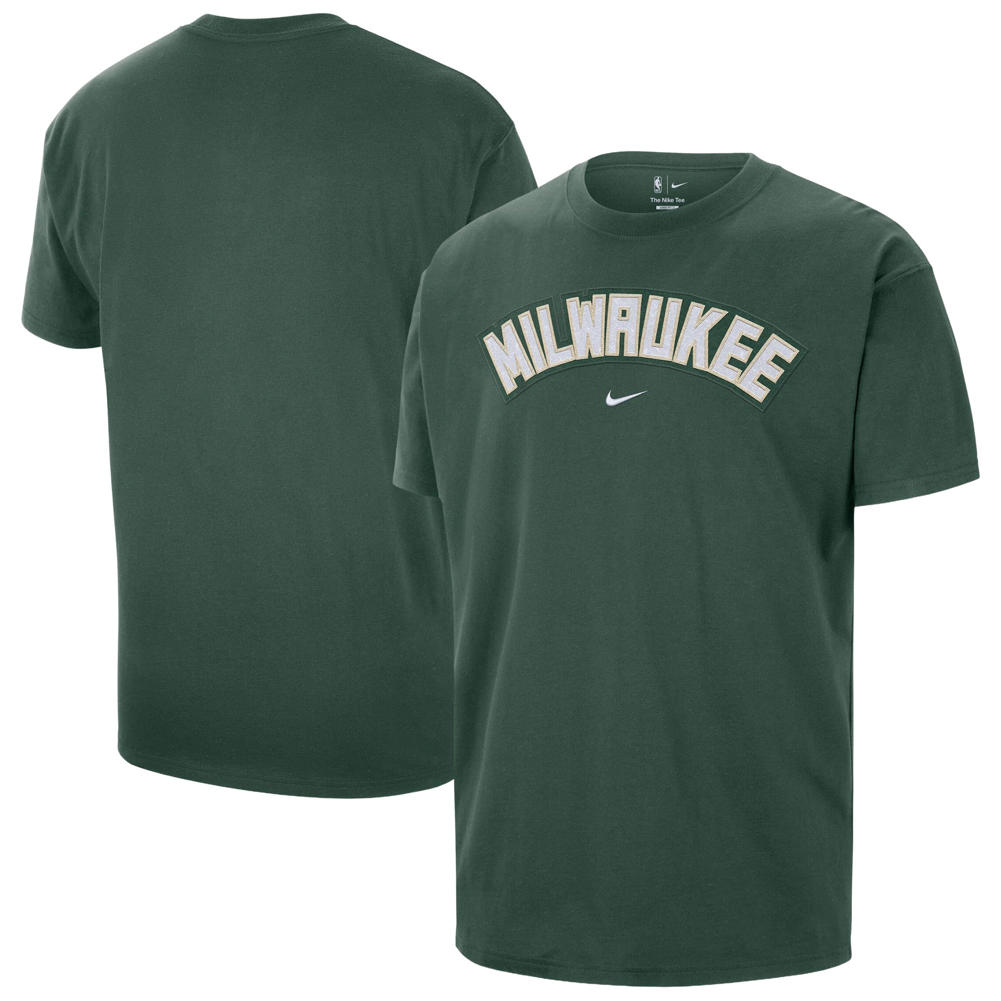 T-shirt homme Nike Hunter Green Milwaukee Bucks avec logo en sergé
