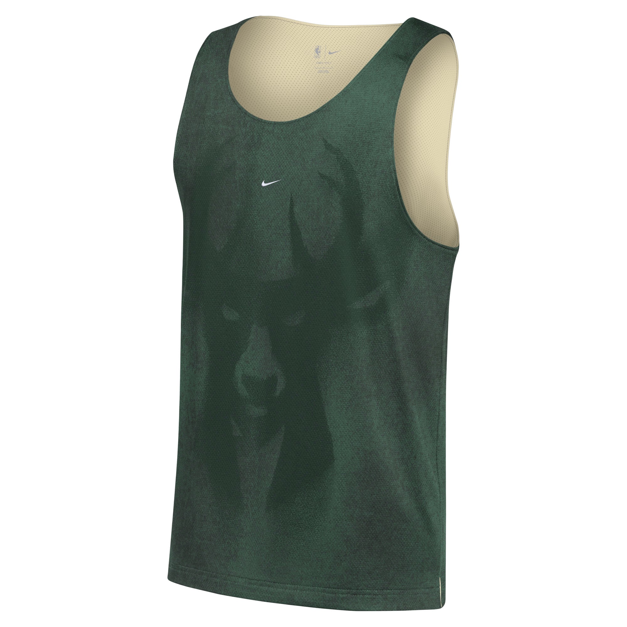 Maillot réversible Nike vert chasseur/crème Milwaukee Bucks 2026 Standard Issue Practice Icon Mesh pour homme