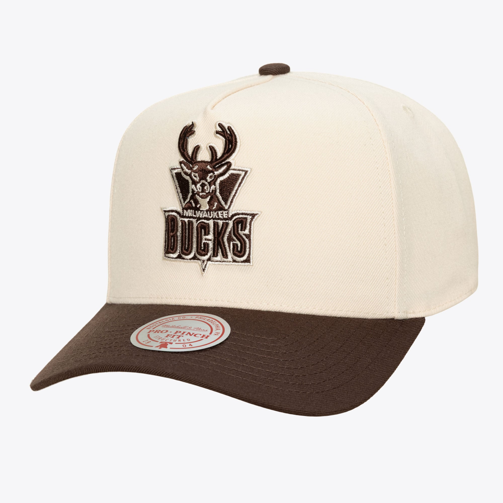 Milwaukee Bucks Cream & Brown Hardwood Classics Pro Pinch Snapback Hat