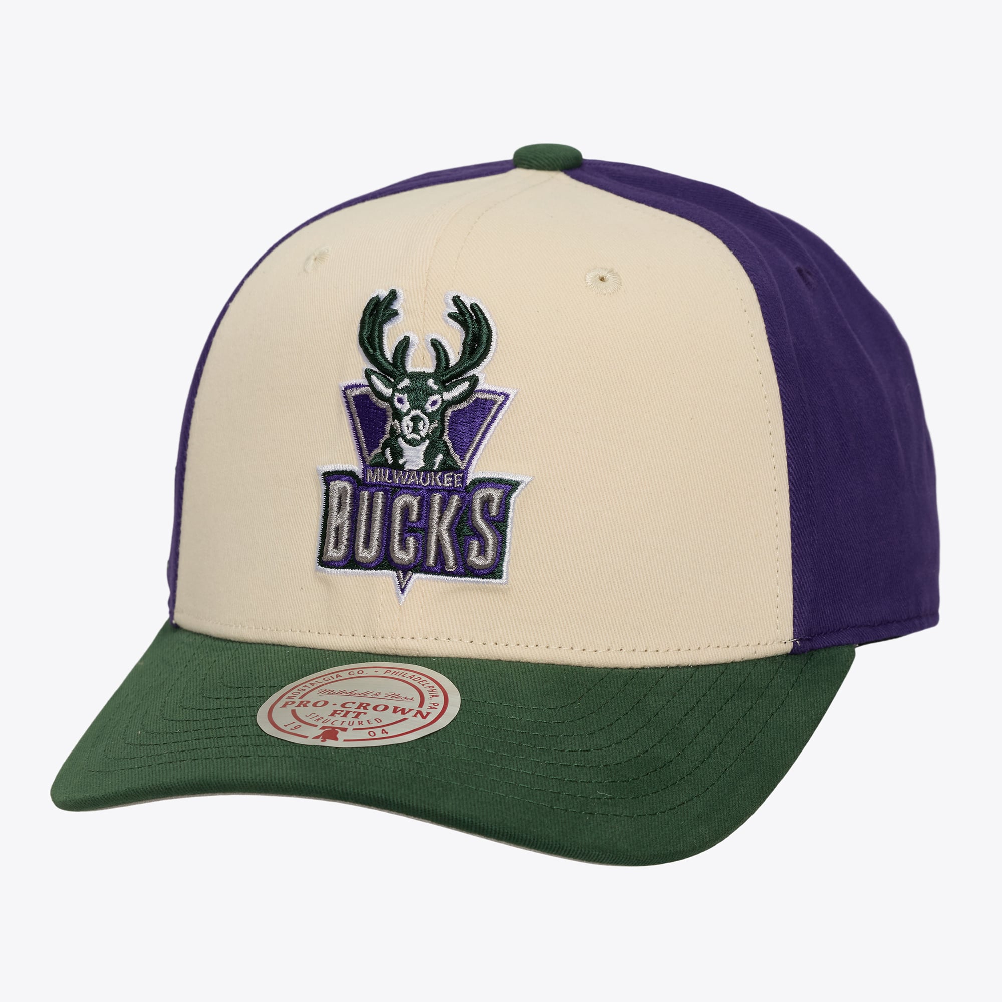 Milwaukee Bucks Cream Hardwood Classics Brushed Off Pro Crown Snapback Hat