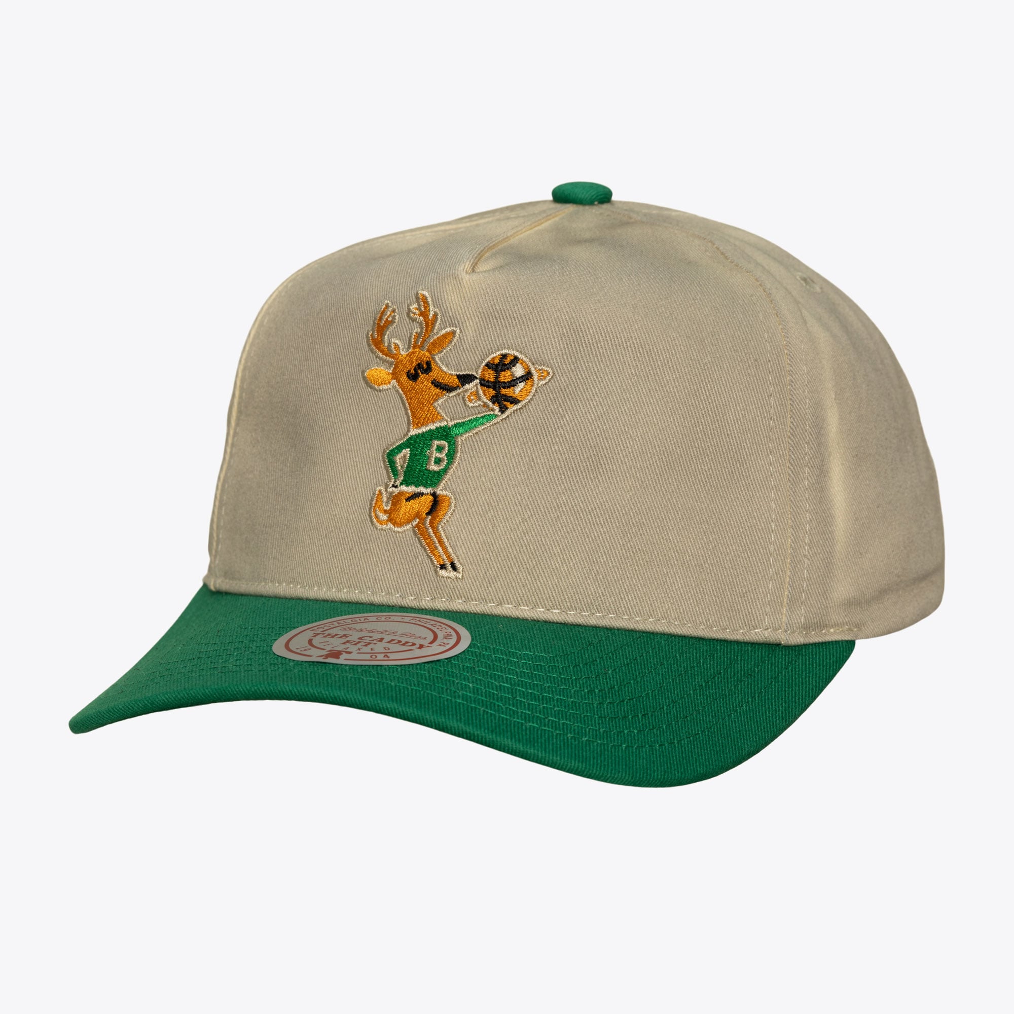 Milwaukee Bucks Cream/Green Hardwood Classics Retro Roots Caddy Snapback Hat
