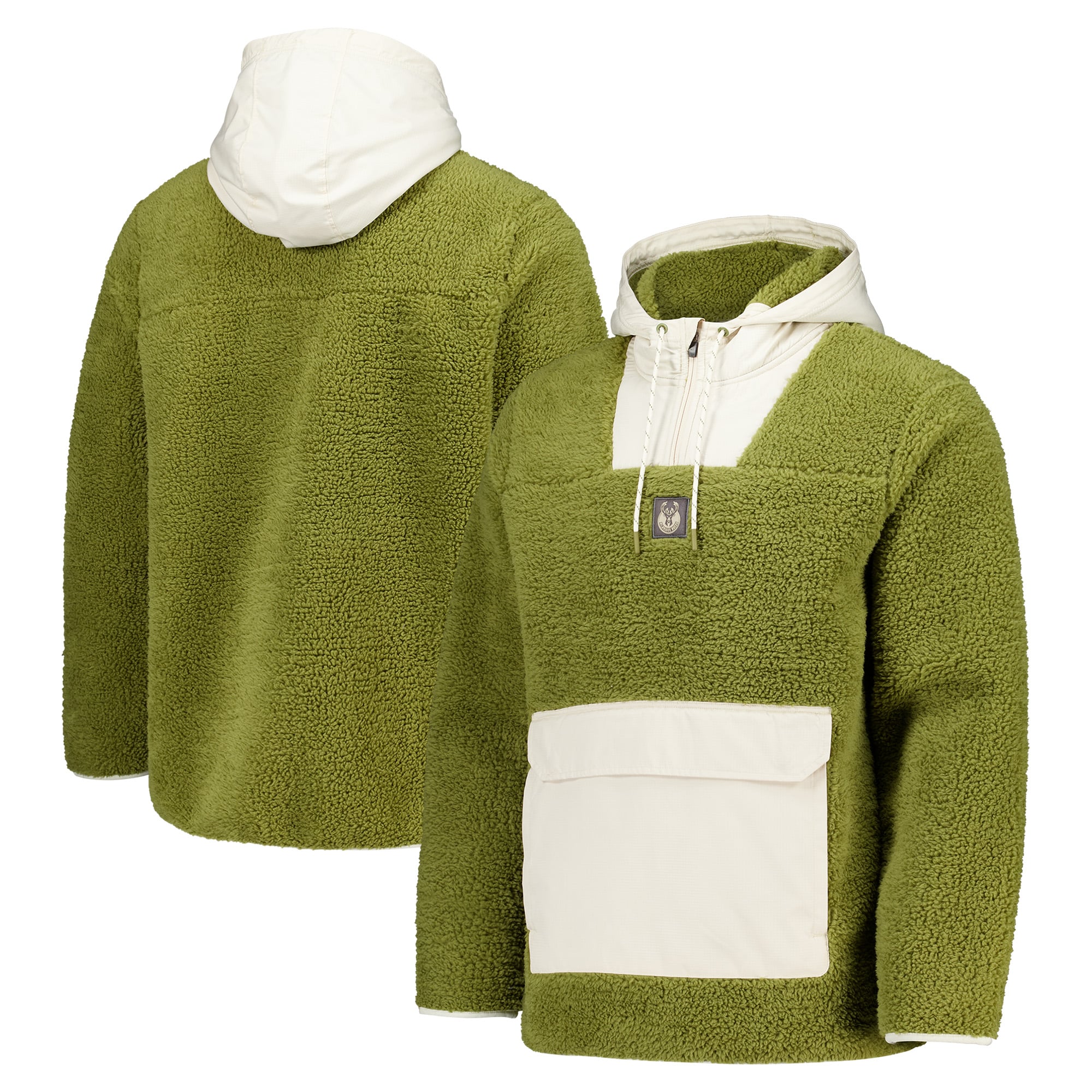 Milwaukee Bucks Elements Micro Fleece Hooded Quarter Zip - Safari - Mens