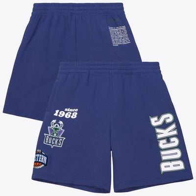 Milwaukee Bucks Mitchell & Ness Team Origins Fleece Shorts - Purple - Mens