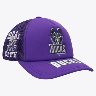 Milwaukee Bucks Mitchell & Ness Team Origins Hardwood Classics Trucker Cap - Purple
