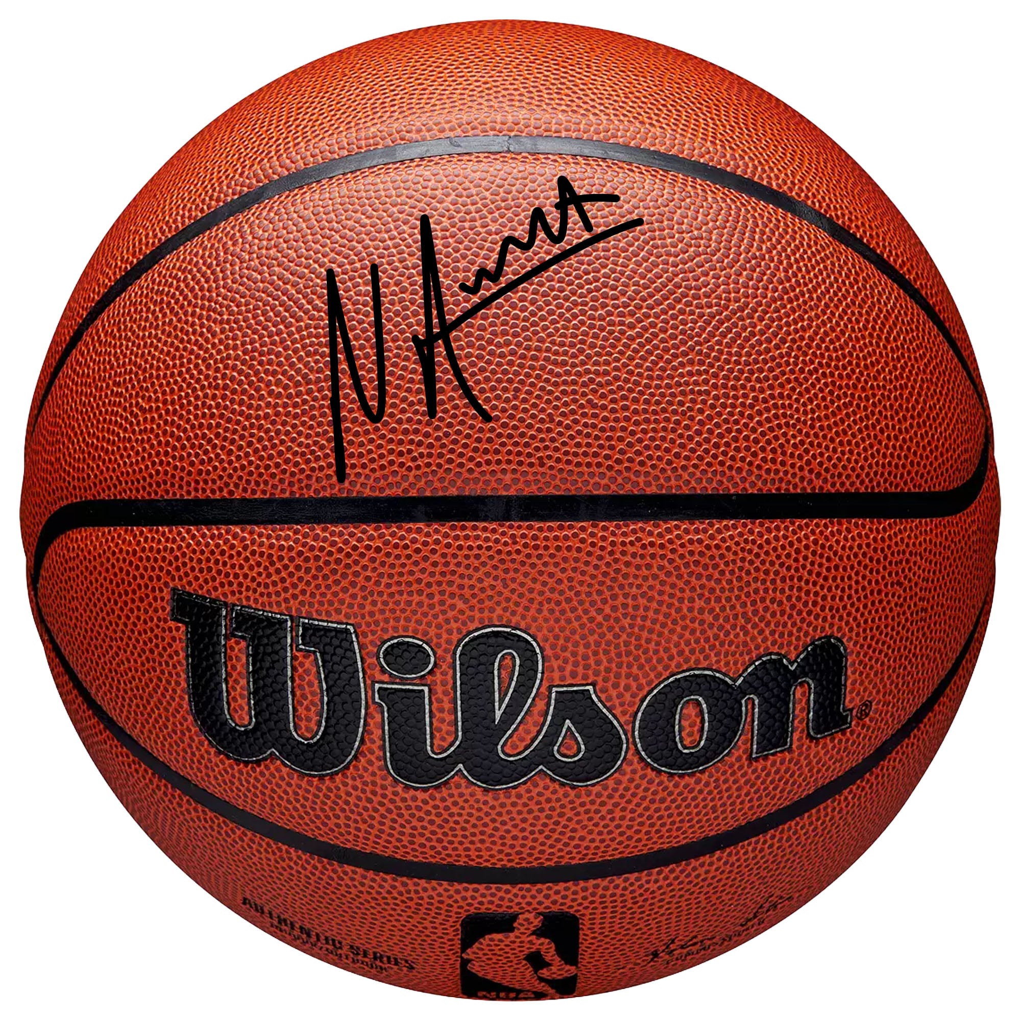 Ballon de basketball Wilson Authentic Series autographié par Nate Ament des Milwaukee Bucks, utilisable en intérieur et en extérieur