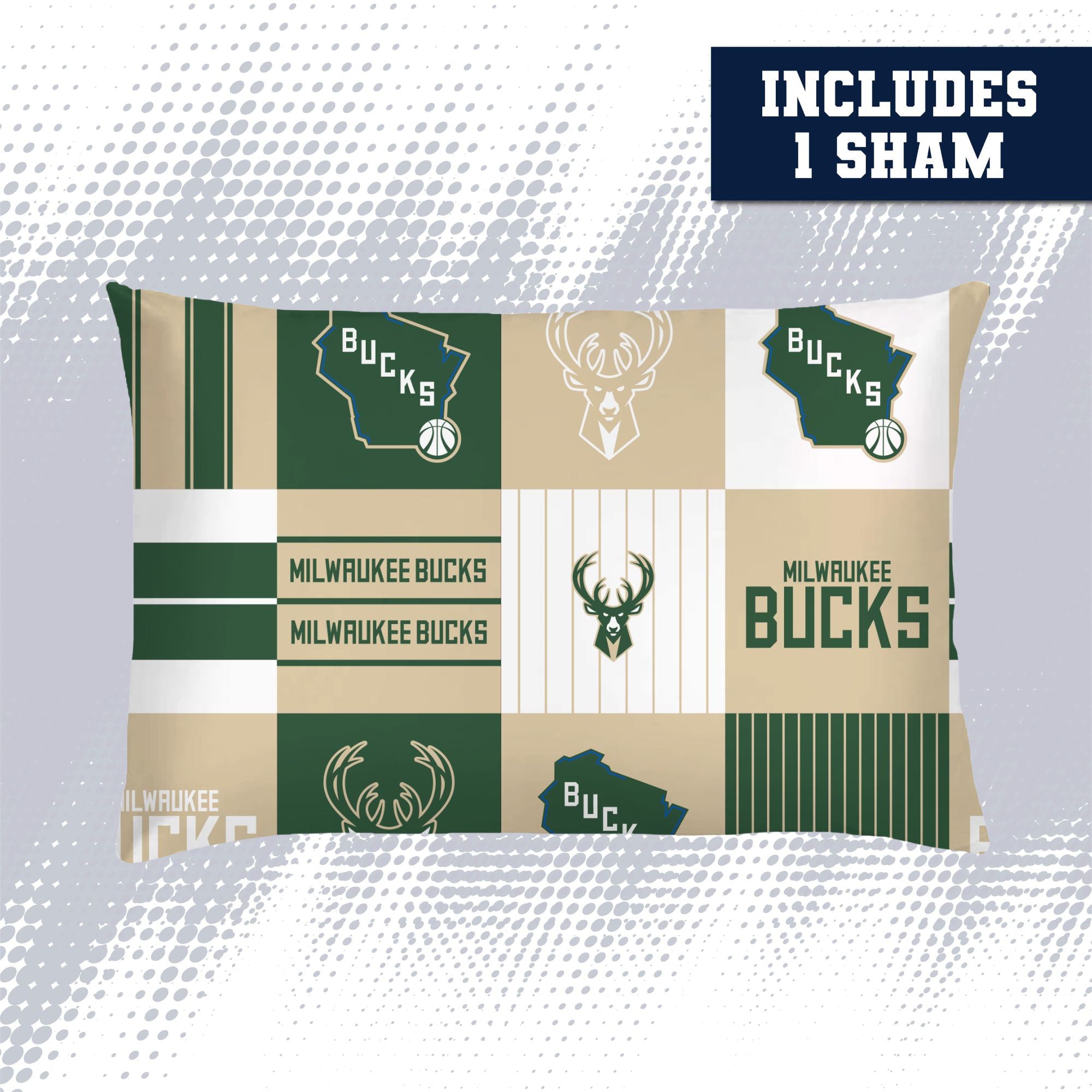 Ensemble de literie deux pièces Pegasus Milwaukee Bucks Patchwork Plaid pour lit simple/simple XL