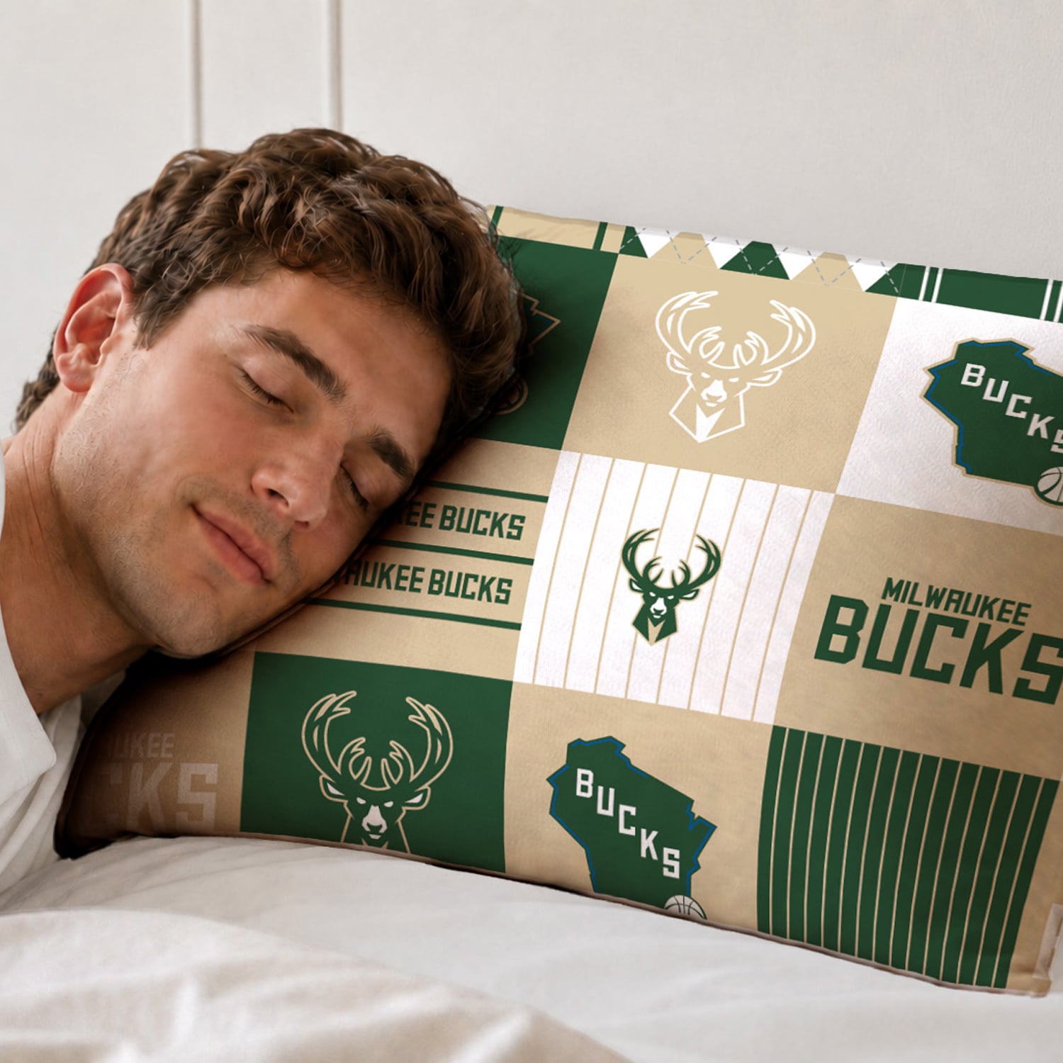 Ensemble de literie deux pièces Pegasus Milwaukee Bucks Patchwork Plaid pour lit simple/simple XL