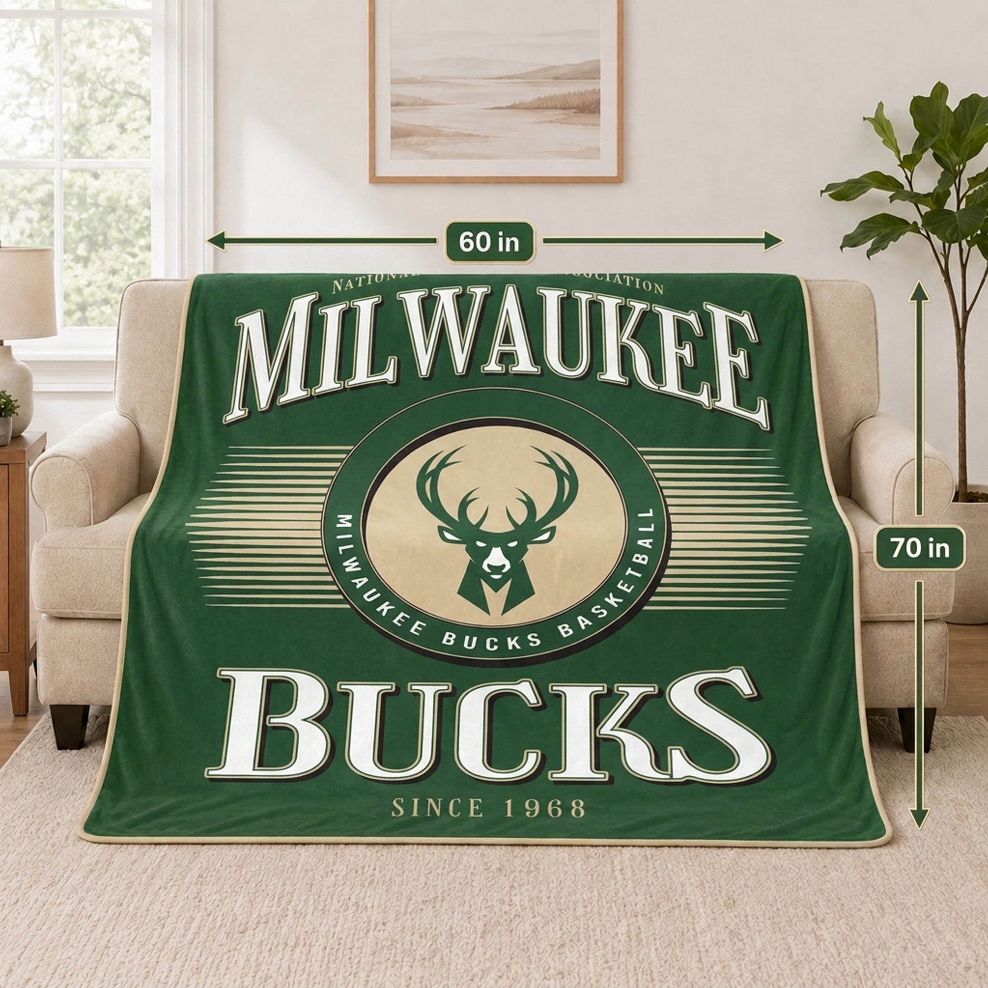 Pegasus Milwaukee Bucks Spotlight Arch 60" x 70" Ultra Soft Throw Blanket