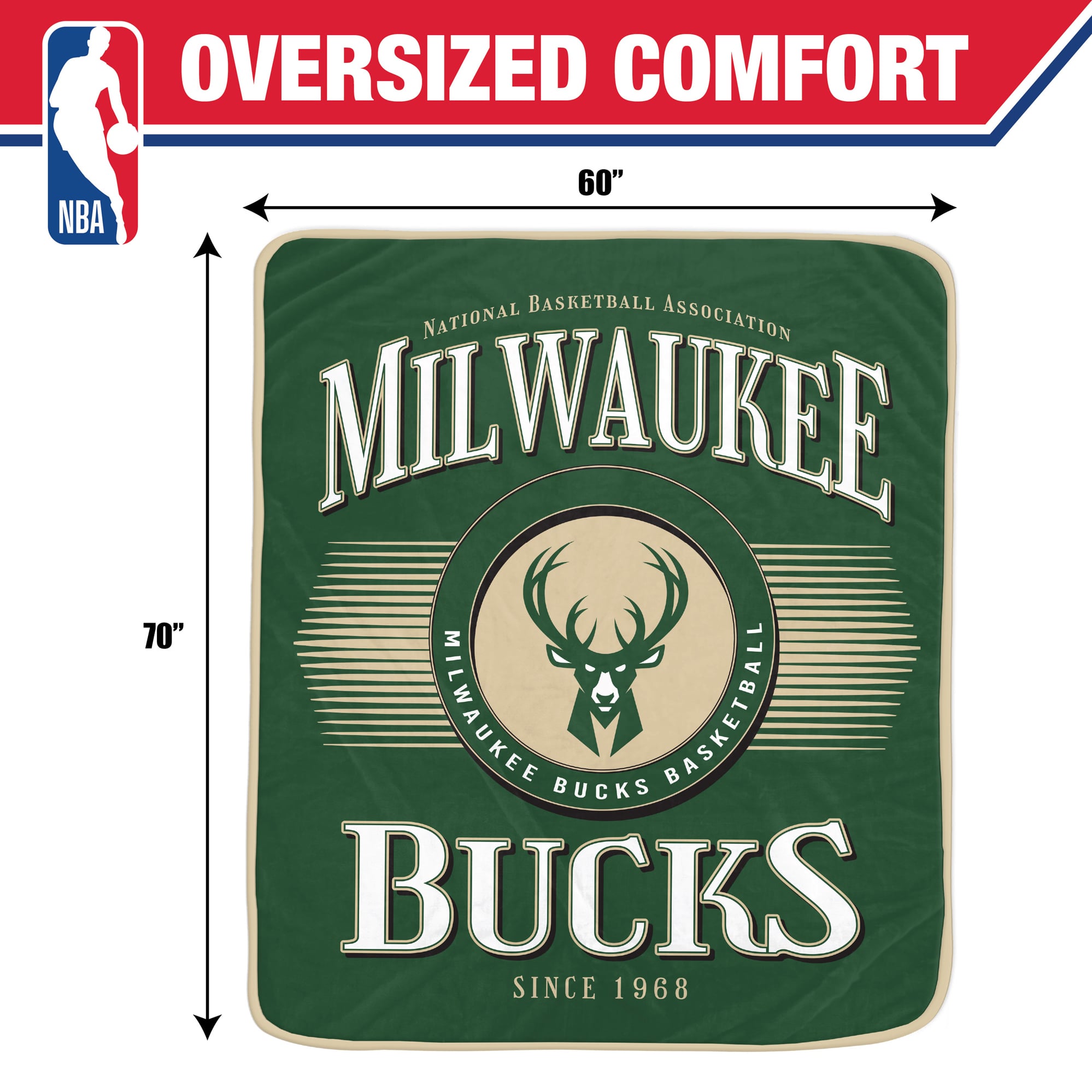 Pegasus Milwaukee Bucks Spotlight Arch 60" x 70" Ultra Soft Throw Blanket