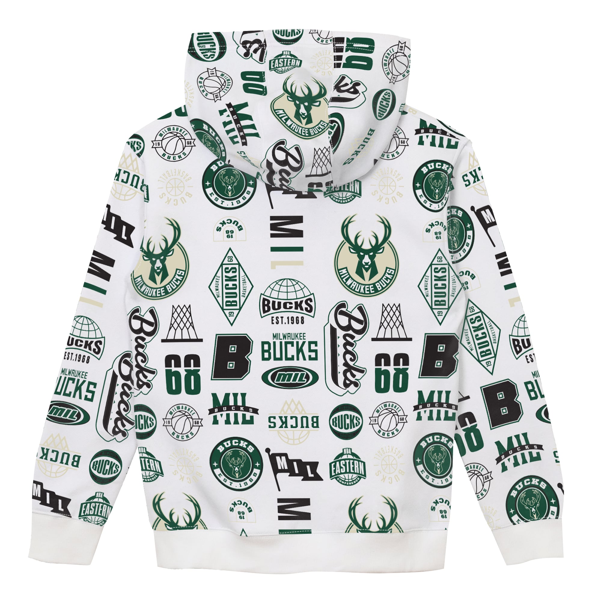 Sweat à capuche intégral blanc 3-and-D Milwaukee Bucks pour enfants d'âge préscolaire