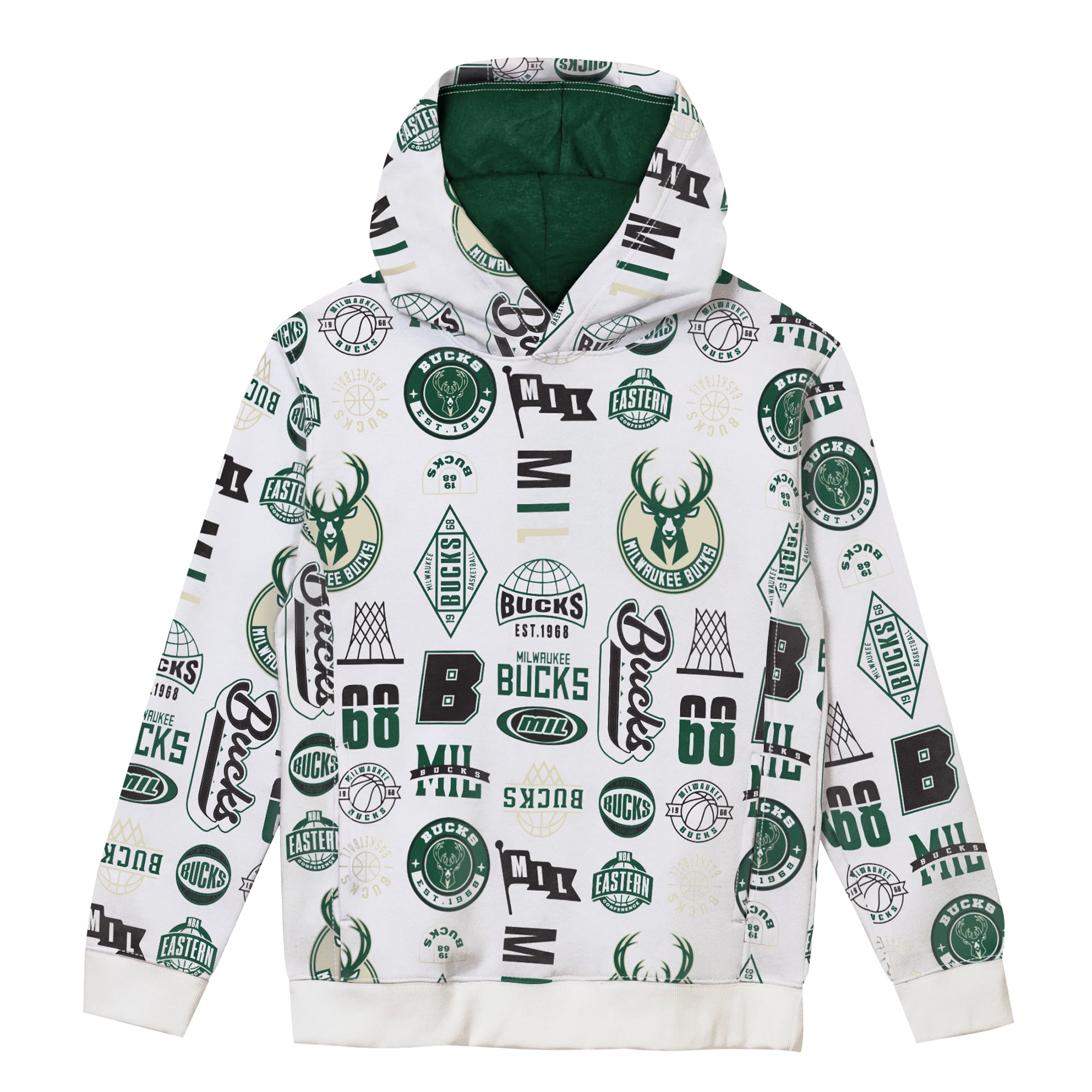 Sweat à capuche intégral blanc 3-and-D Milwaukee Bucks pour enfants d'âge préscolaire