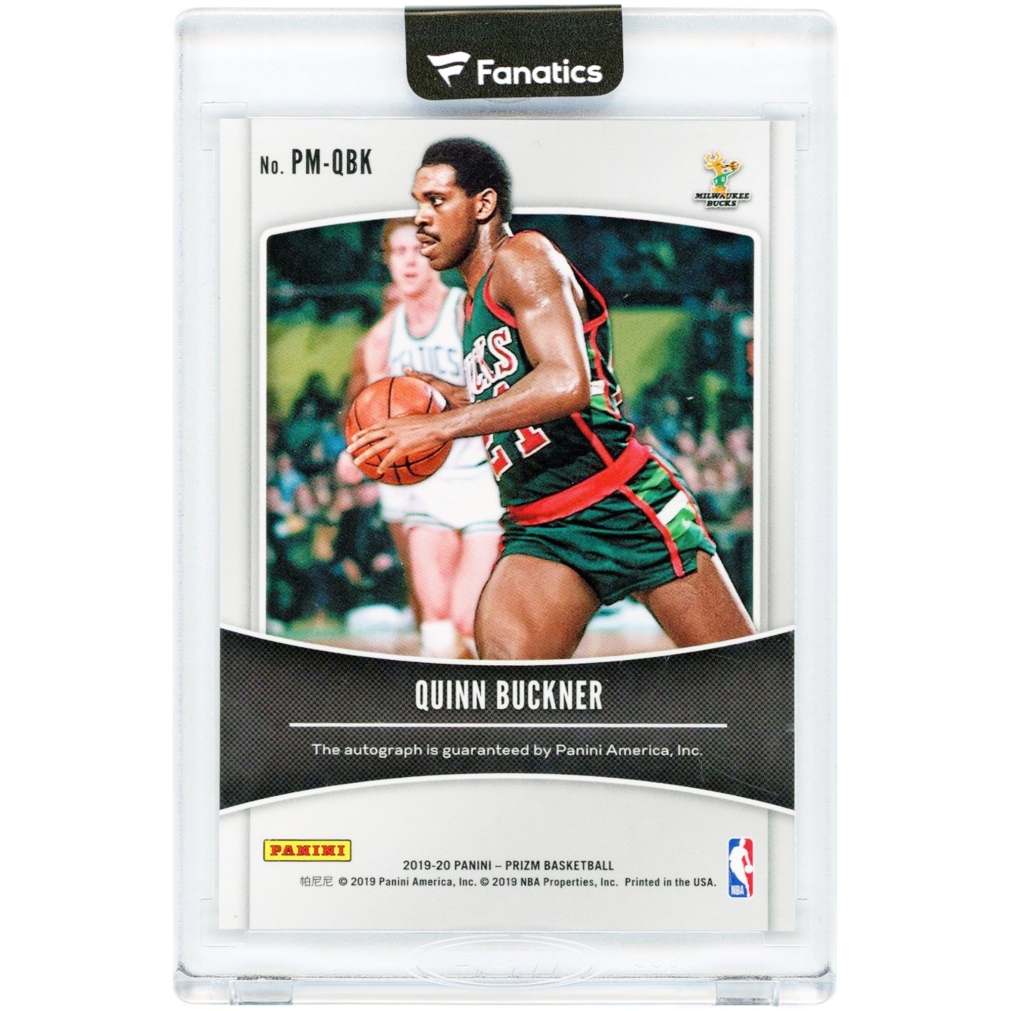 Carte Panini Prizm Penmanship 2019-20 #PM-QBK autographiée par Quinn Buckner (Milwaukee Bucks)