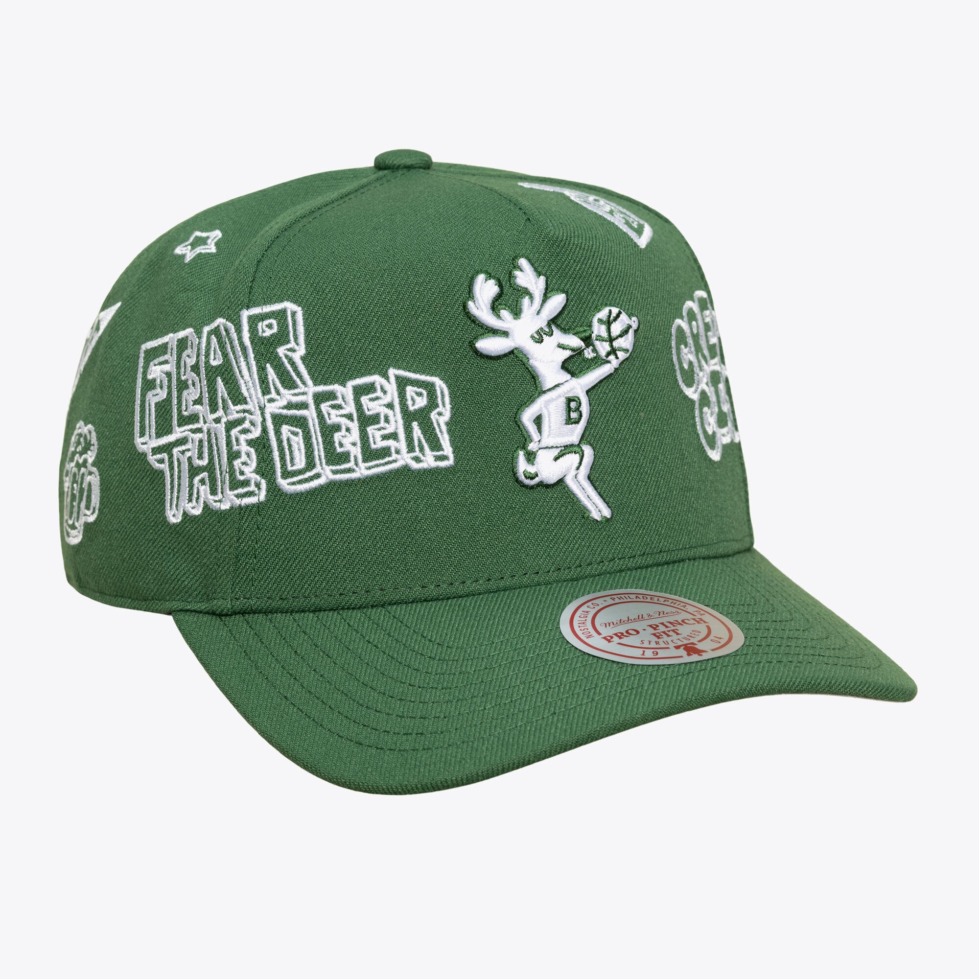 Casquette unisexe Mitchell & Ness Hunter Green Milwaukee Bucks Hardwood Classics Downtown Doodle Pro