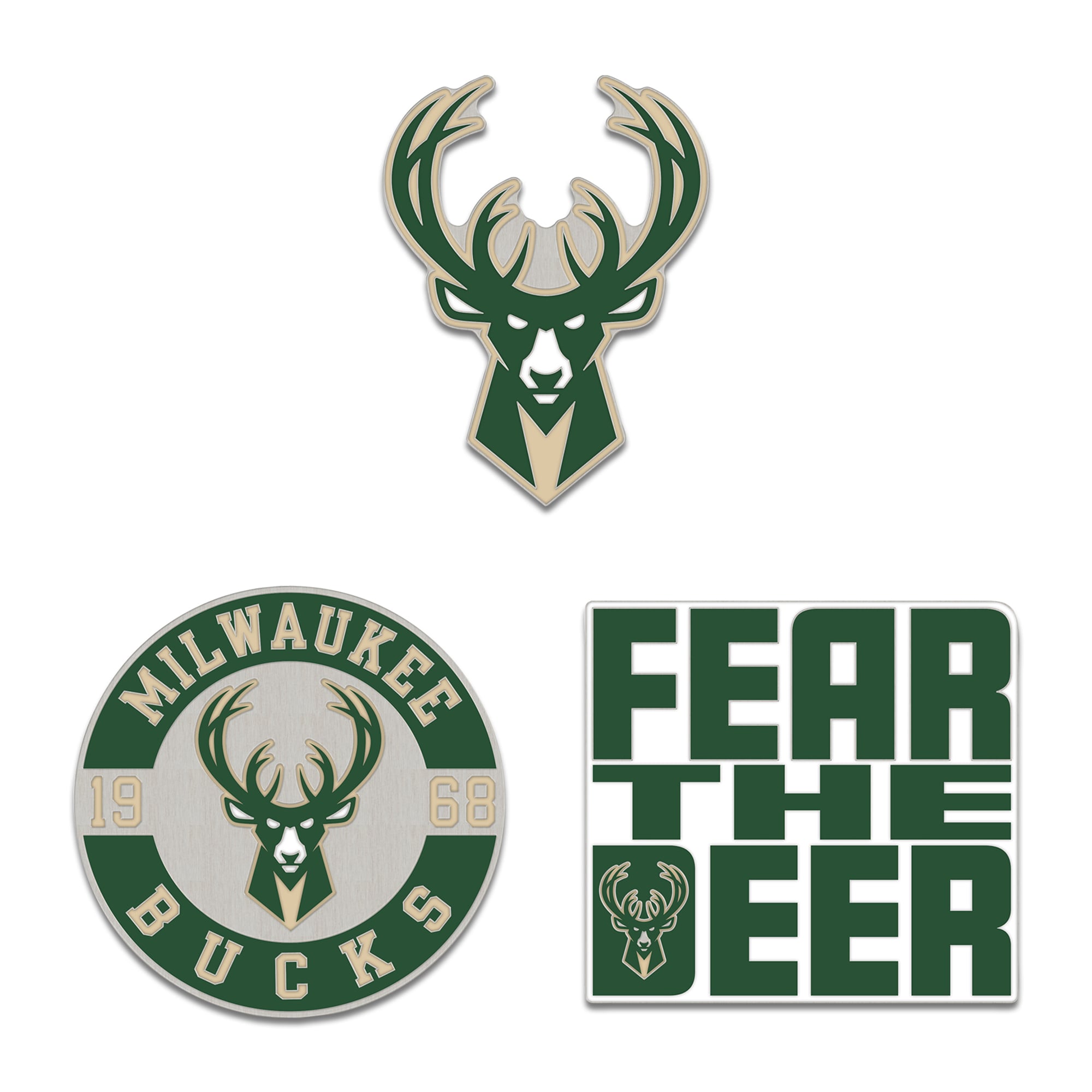 Ensemble de trois pin de collection WinCraft Milwaukee Bucks
