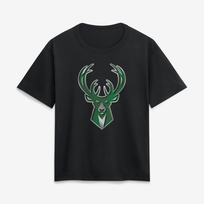 Milwaukee Bucks Women's Metallic Mascot T-Shirt - Black