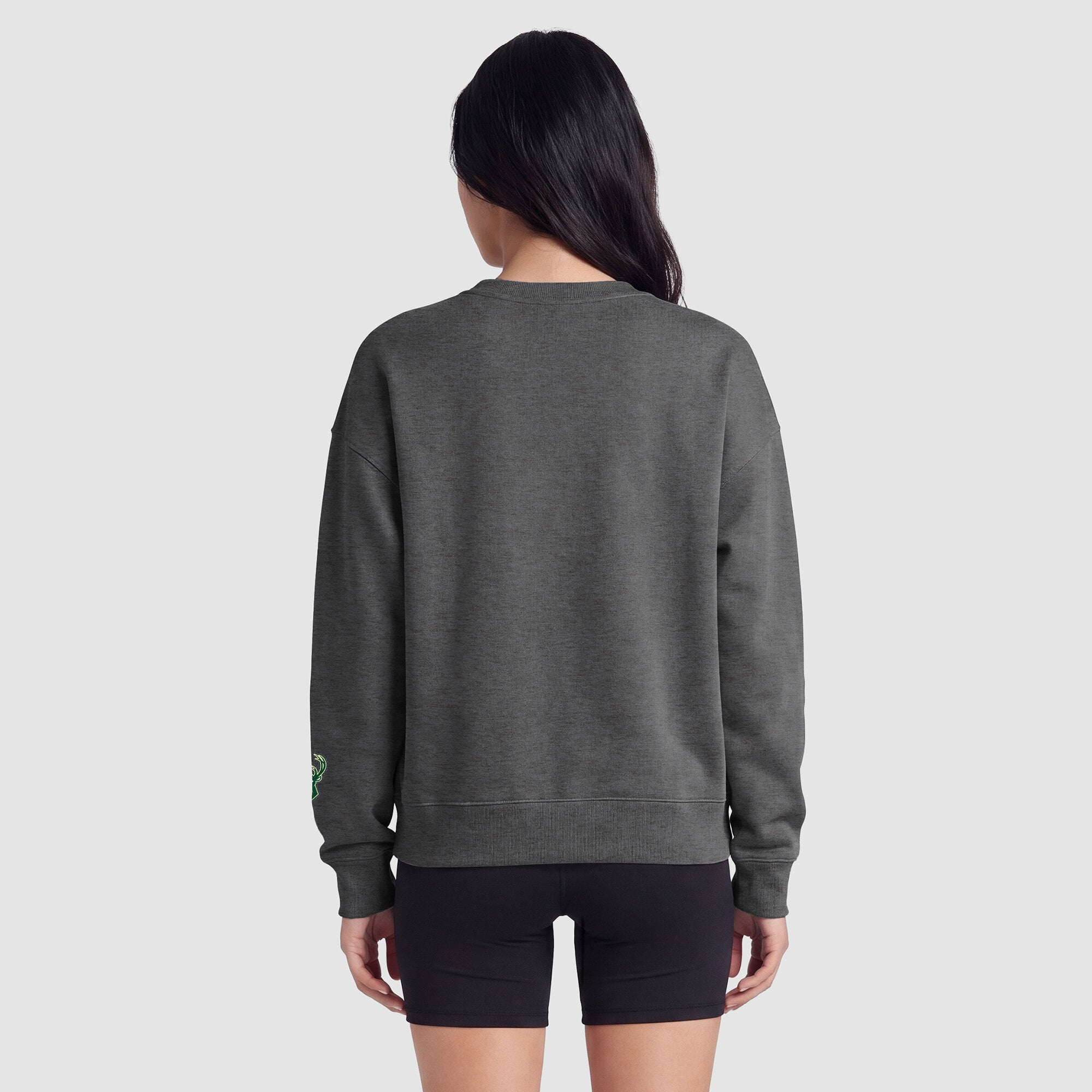 Sweat-shirt à col rond contrasté Champion pour femme, gris chin