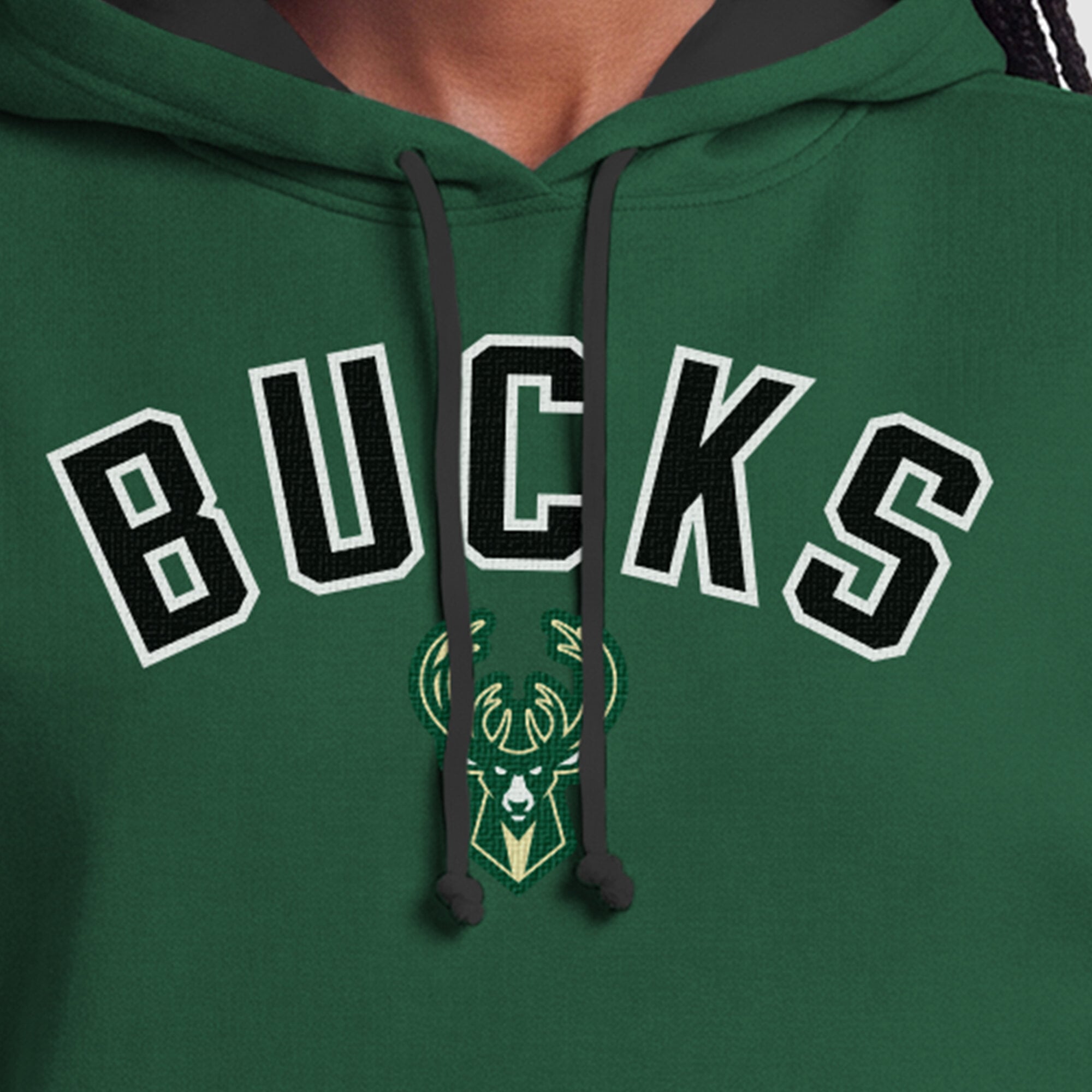 Sweat à capuche Champion vert chasseur pour femme, doublure contrastée Milwaukee Bucks