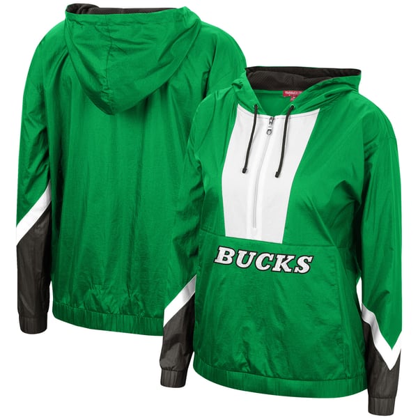 ウィメンズ Mitchell & Ness ミルウォーキー・バックス ハーフジップ 