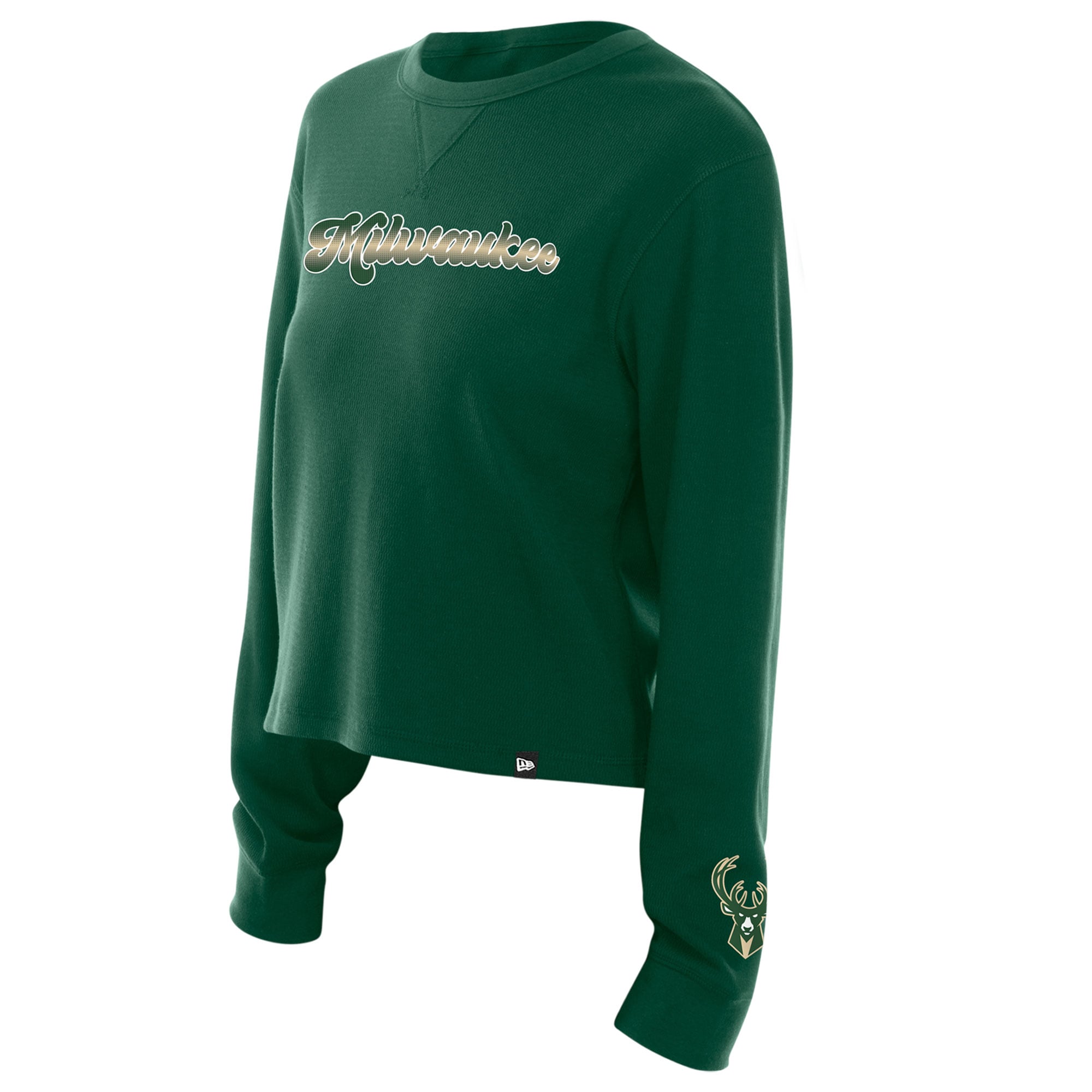 T-shirt thermique à manches longues New Era vert chasseur Milwaukee Bucks pour femme