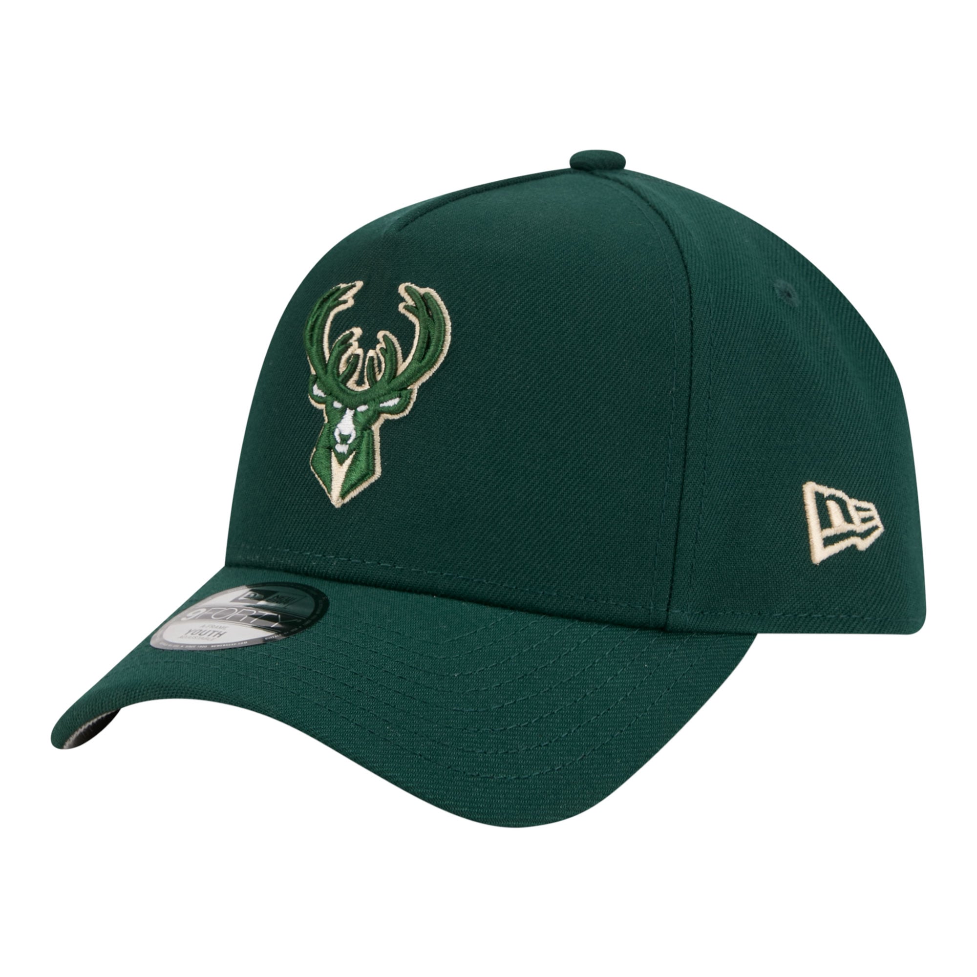 Youth New Era Hunter Green Milwaukee Bucks 9FORTY A-Frame Adjustable Hat