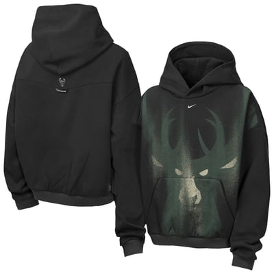  Milwaukee Bucks Nike Youth 2026 Standard Issue Practice Icon Fleece Pullover Hoodie - Black