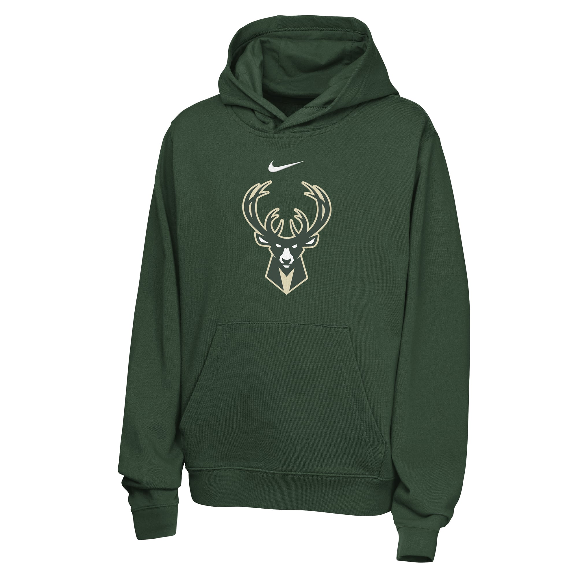 Sweat à capuche Nike pour enfant, vert chasseur, Milwaukee Bucks, logo essentiel