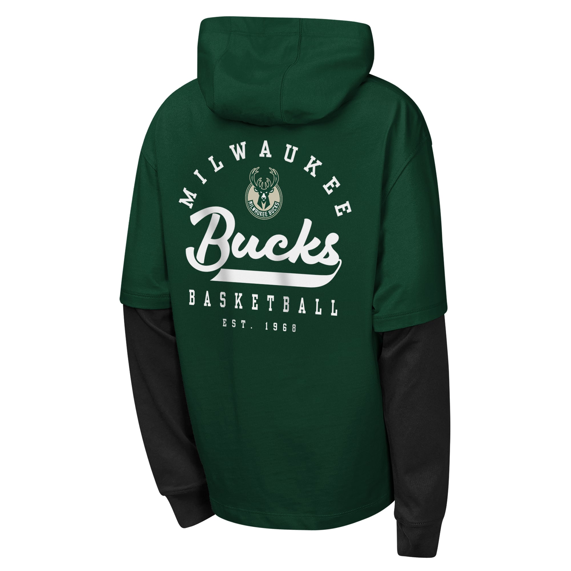 T-shirt à capuche surdimensionné en faux nickel vert Milwaukee Bucks pour jeunes Outerstuff