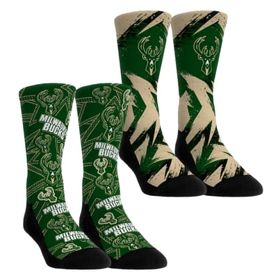  Milwaukee Bucks Rock Em Youth Game Day 2-Pack Crew Socks - Green