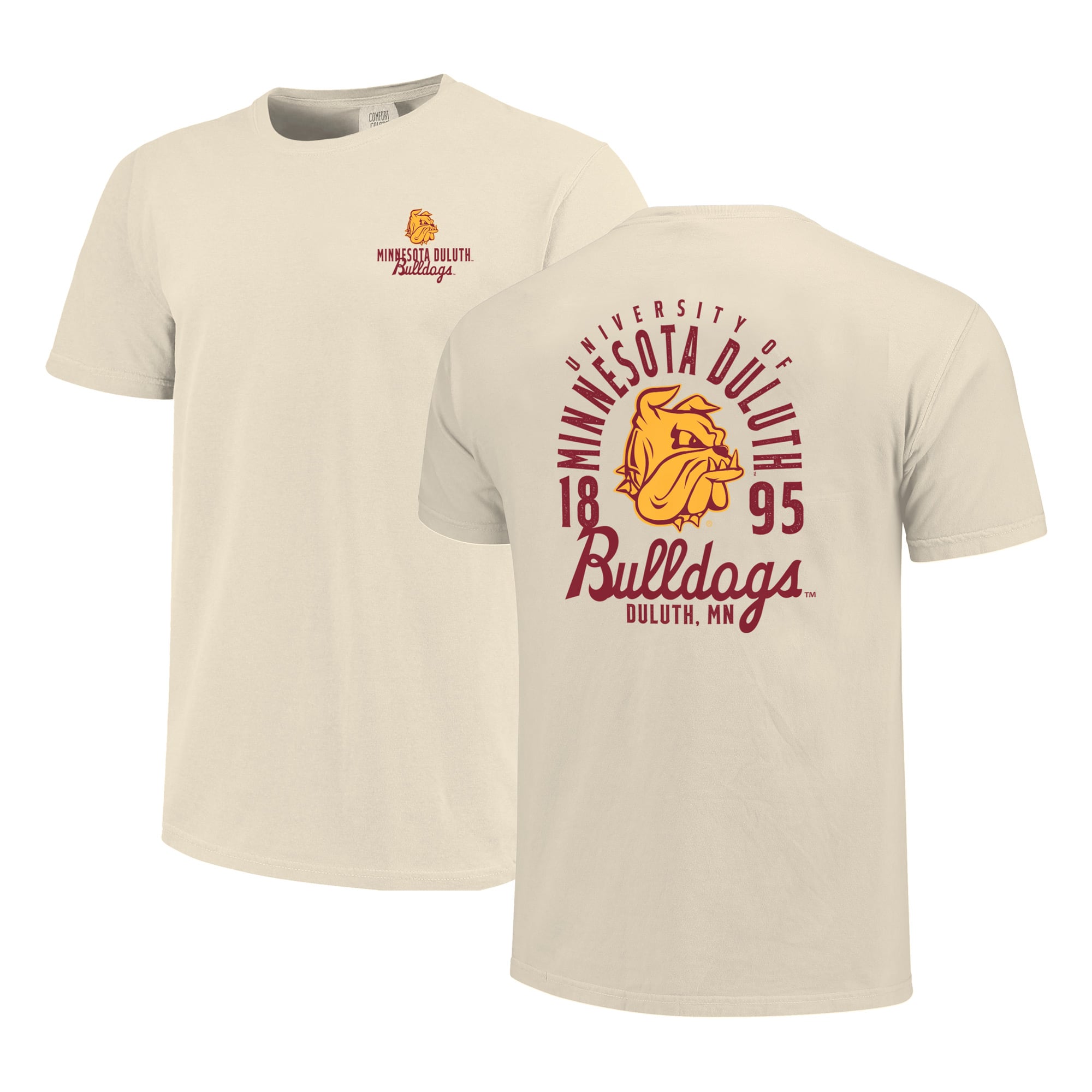 T-shirt crème pour homme avec logo mascotte des Bulldogs du Minnesota Duluth