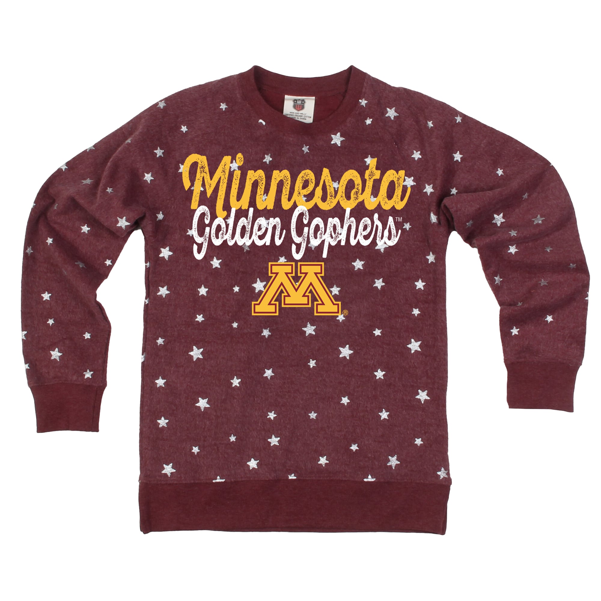Girls Youth Wes & Willy Maroon Minnesota Golden Gophers Shimmer Star Reverse Fleece Sweatshirt