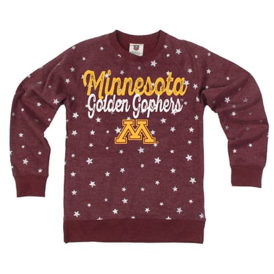 Minnesota Golden Gophers Wes & Willy Girls Youth Shimmer Star Reverse Fleece Sweatshirt - Maroon