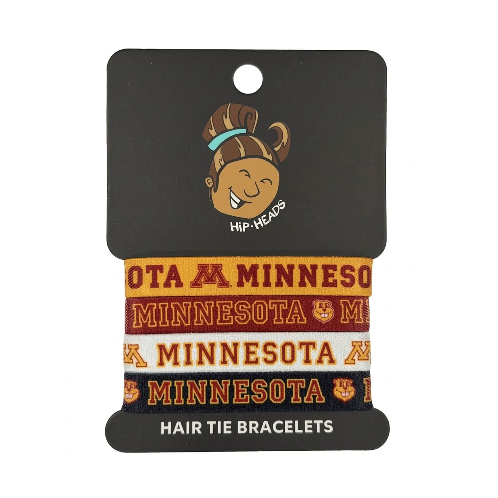 Hip Heads Minnesota Golden Gophers - Lot de quatre bracelets élastiques à cheveux
