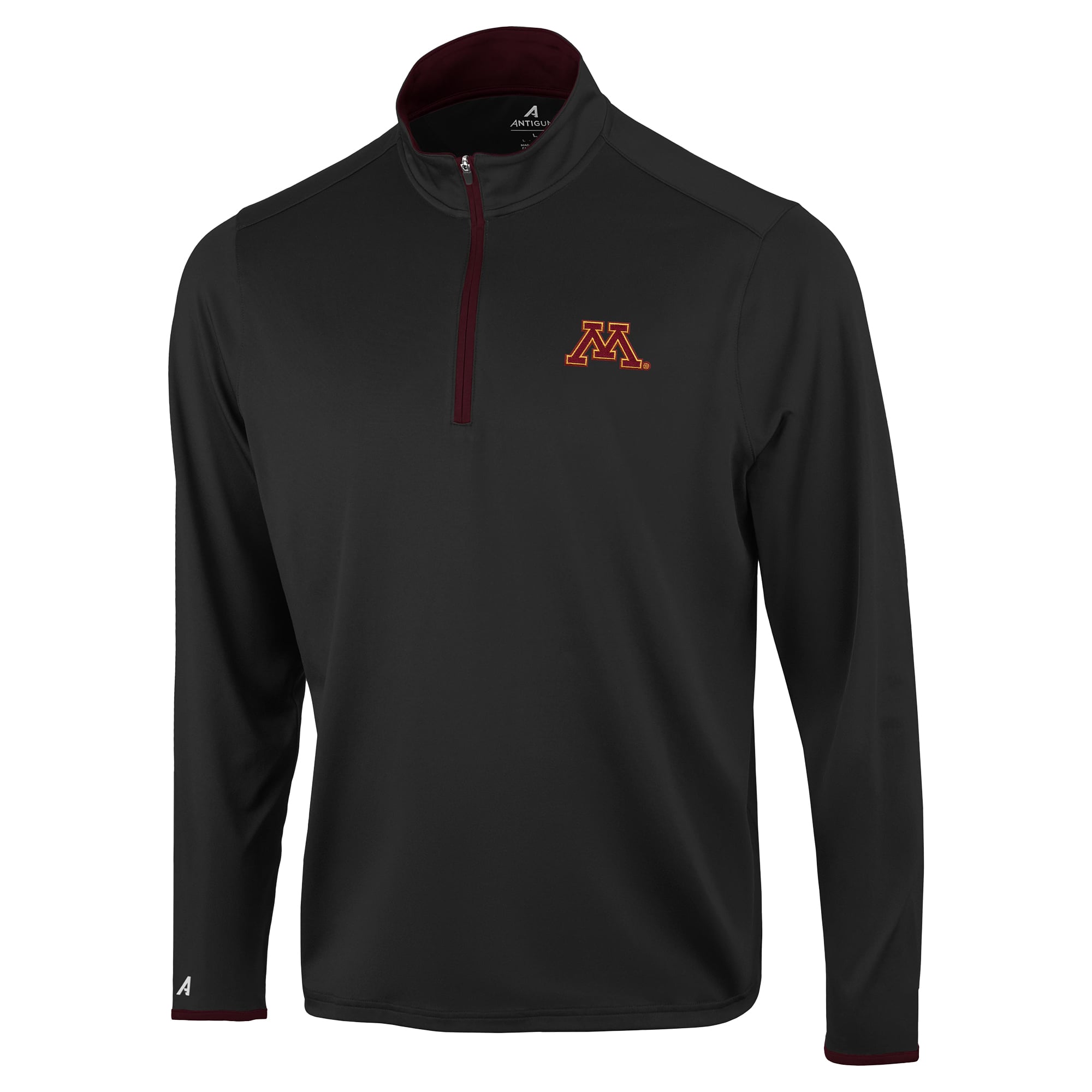 Pull à col zippé Antigua Black Minnesota Golden Gophers pour homme