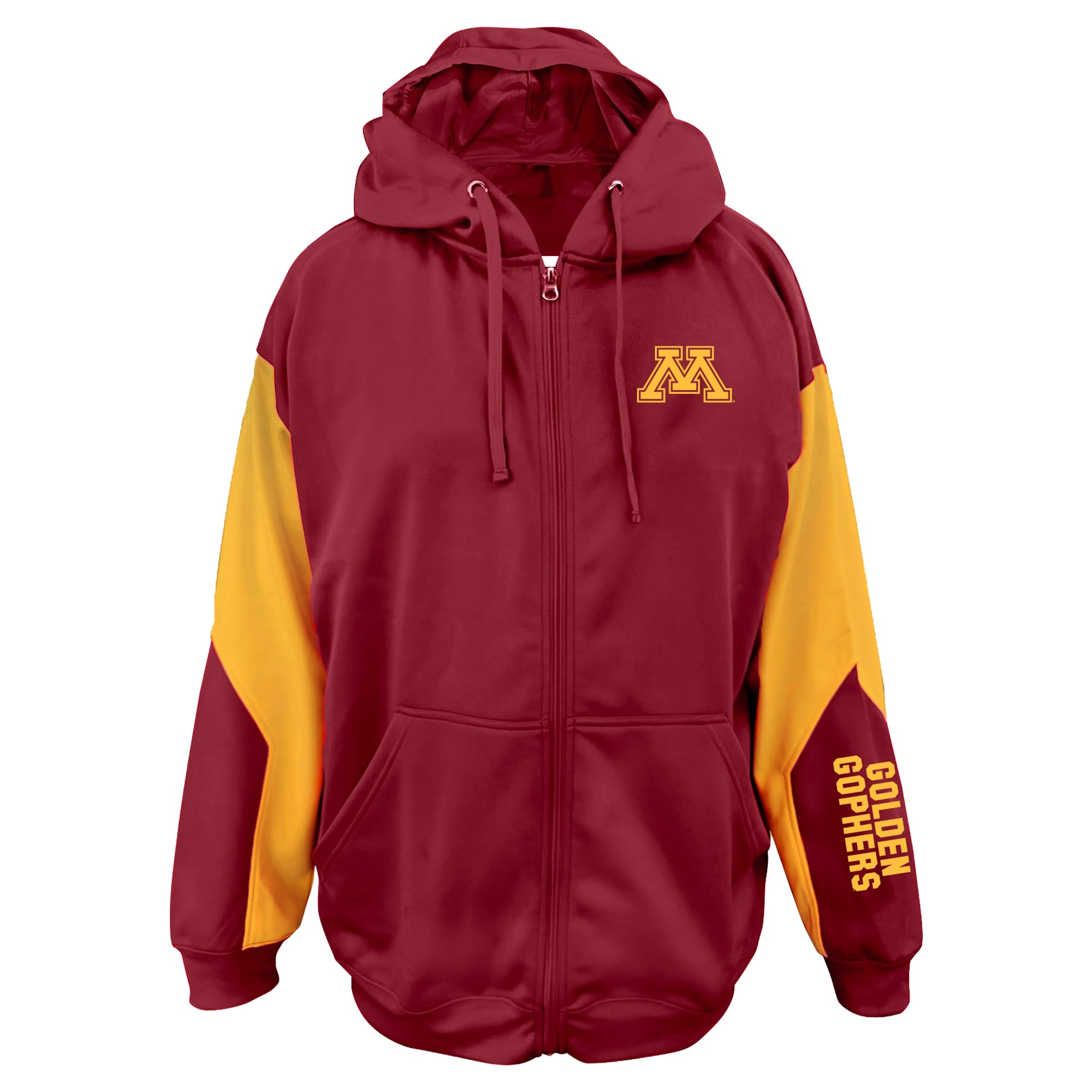 Sweat à capuche zippé pour homme grande taille, coloris bordeaux, Minnesota Golden Gophers.