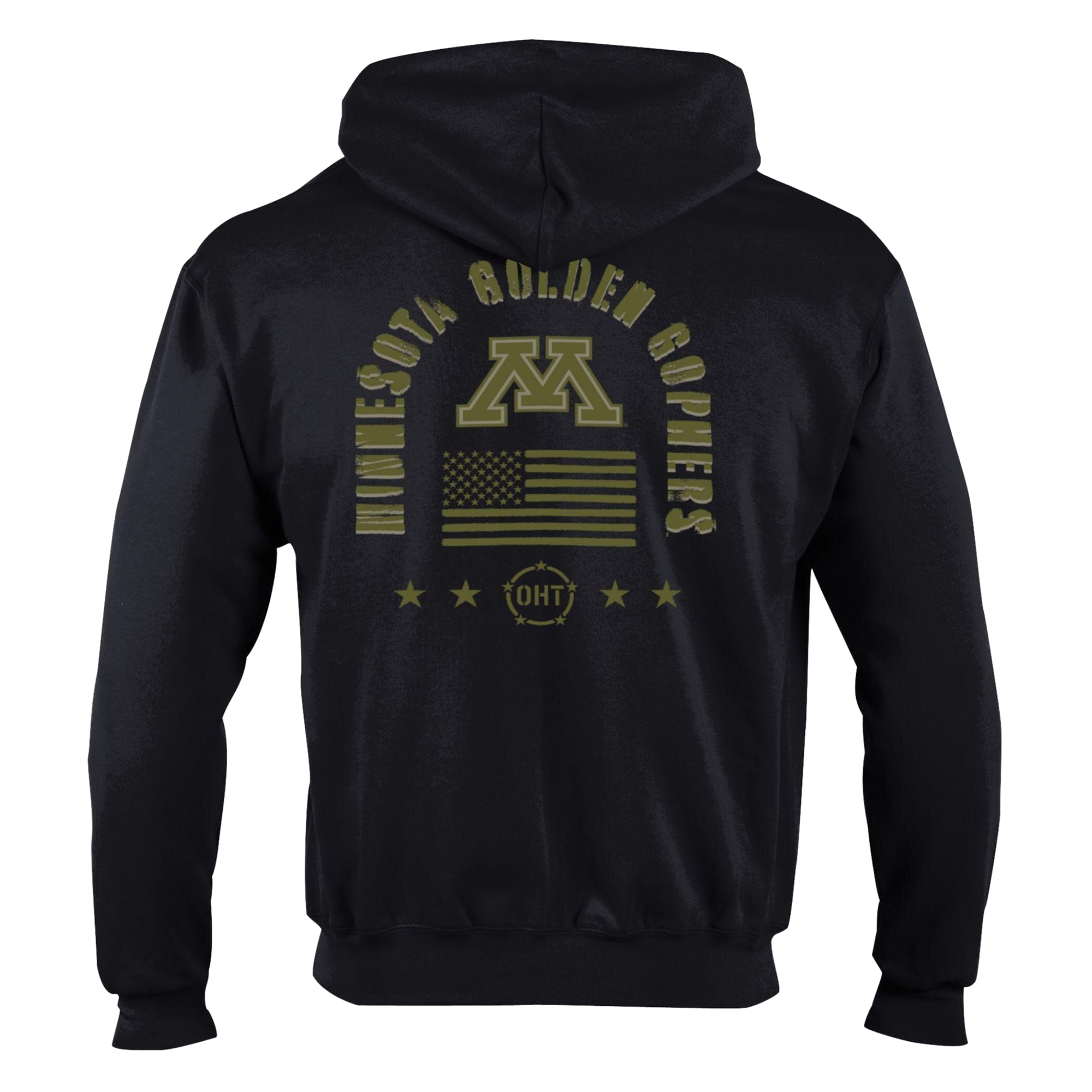Men's Champion Black Minnesota Golden Gophers Operation Hat Trick Flag Powerblend Fleece Full-Zip Hoodie