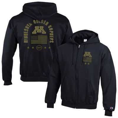  Minnesota Golden Gophers Champion Operation Hat Trick Flag Powerblend Fleece Full-Zip Hoodie - Black